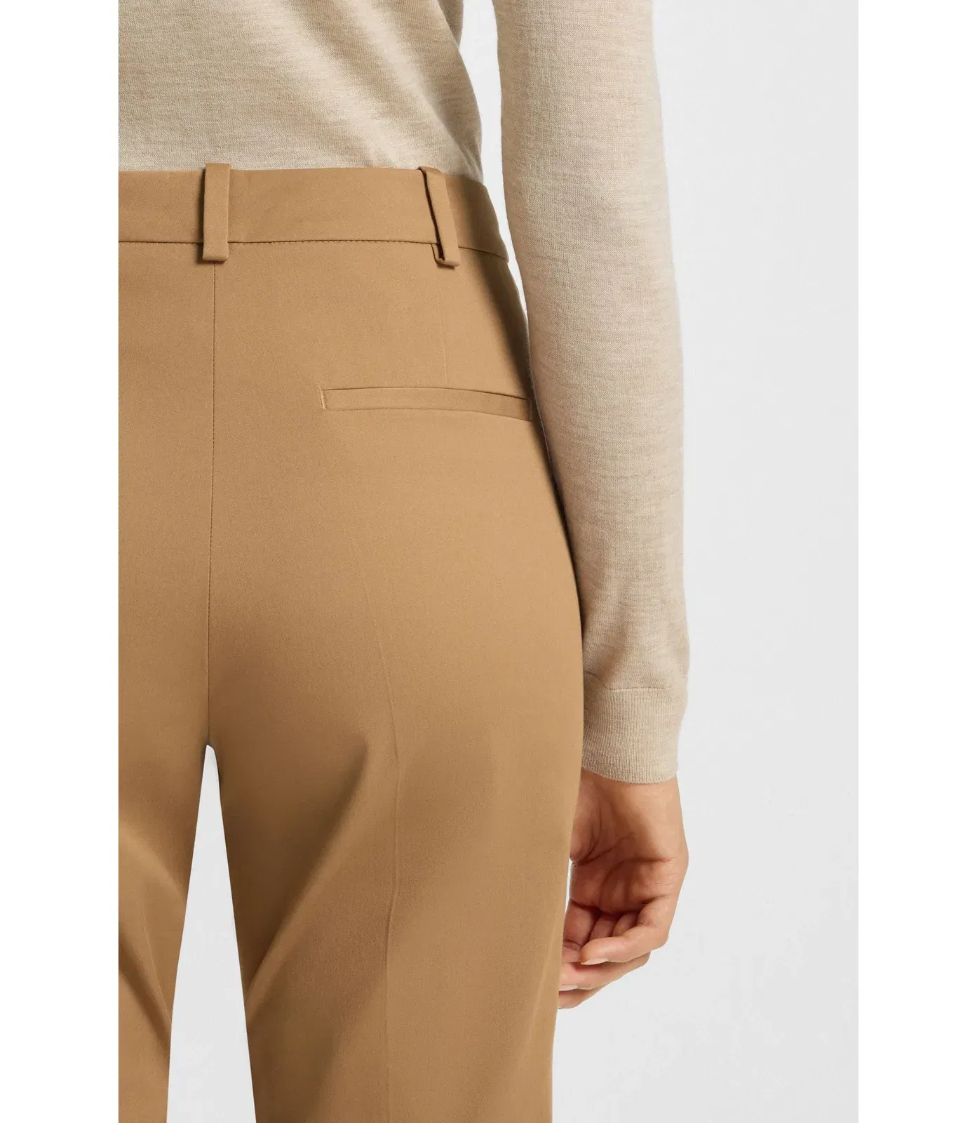 Boss Regular Fit Trousers In Stretch Cotton Twill Beige Women's