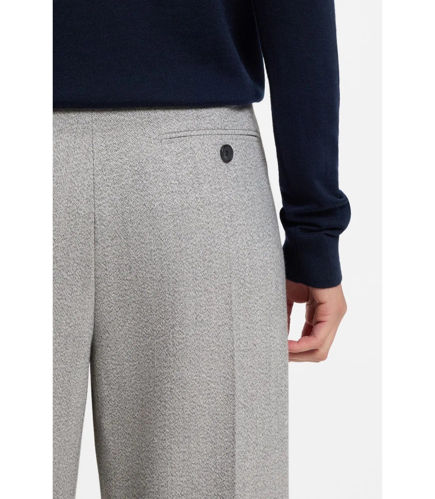 Boss Regular Fit Trousers In Sharkskin Twill Silver Women's
