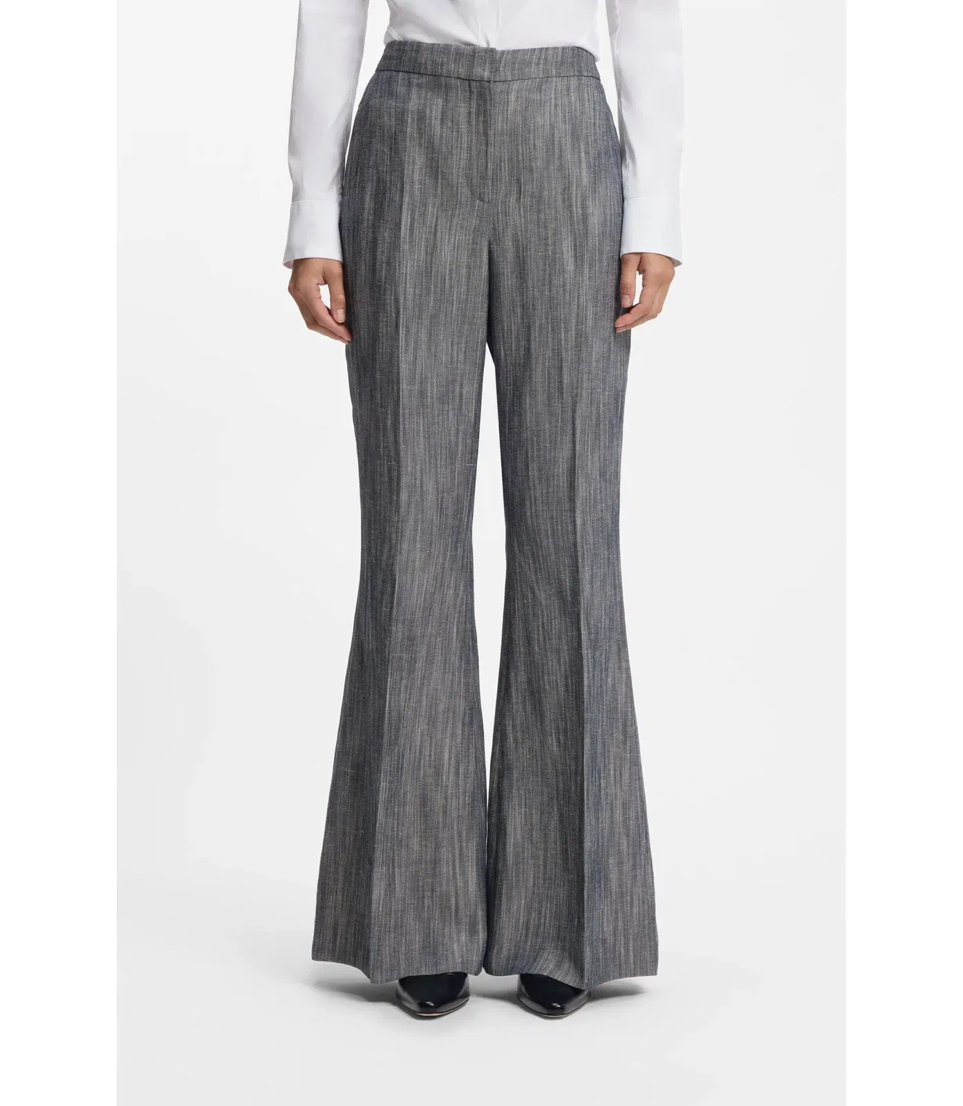 Boss Regular Fit Trousers In Melange Denim Patterned Women's