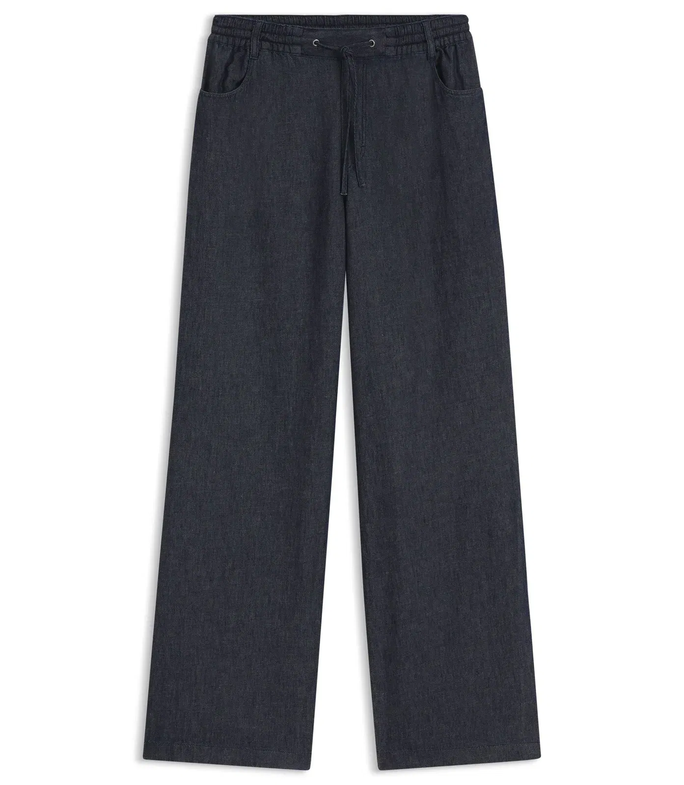 Hugo Regular Fit Trousers In Lightweight Denim With Drawstring Waist Dark Blue Women's