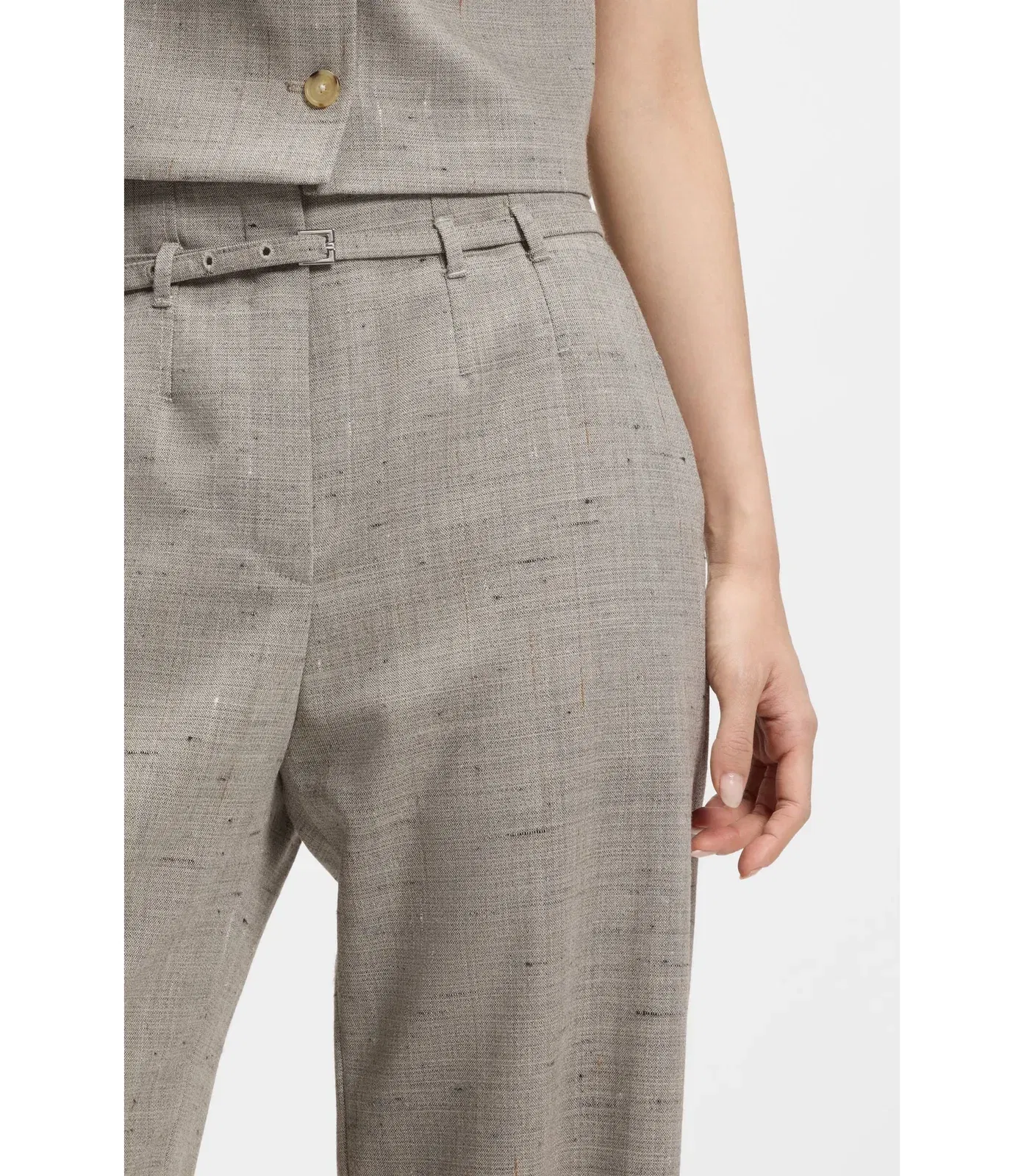 Boss Regular Fit Trousers In A Wool Blend Patterned Women's