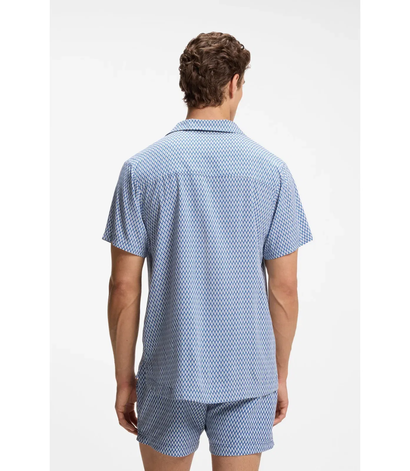 Boss Regular Fit Shirt With All Over Print Light Blue