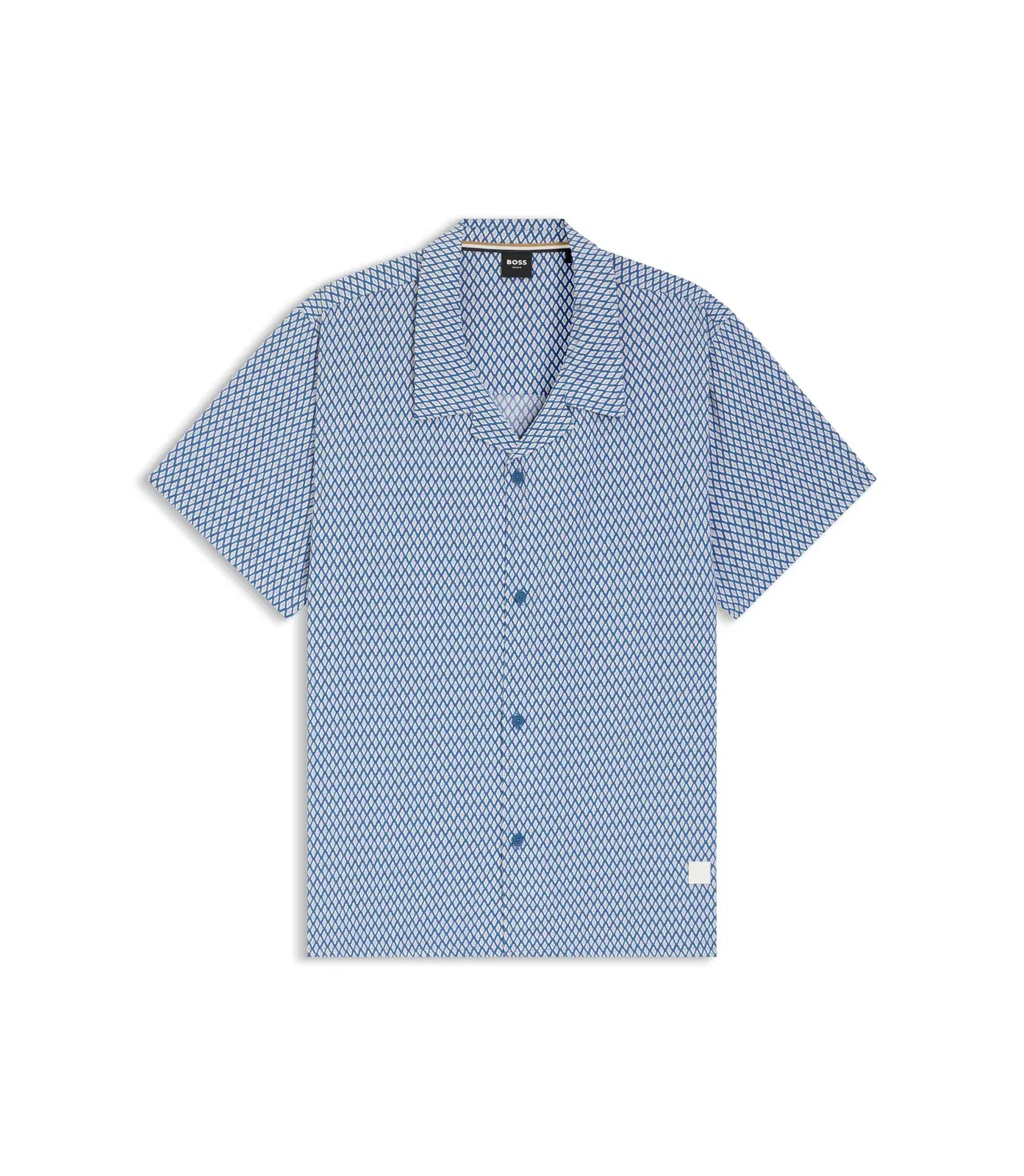 Boss Regular Fit Shirt With All Over Print Light Blue