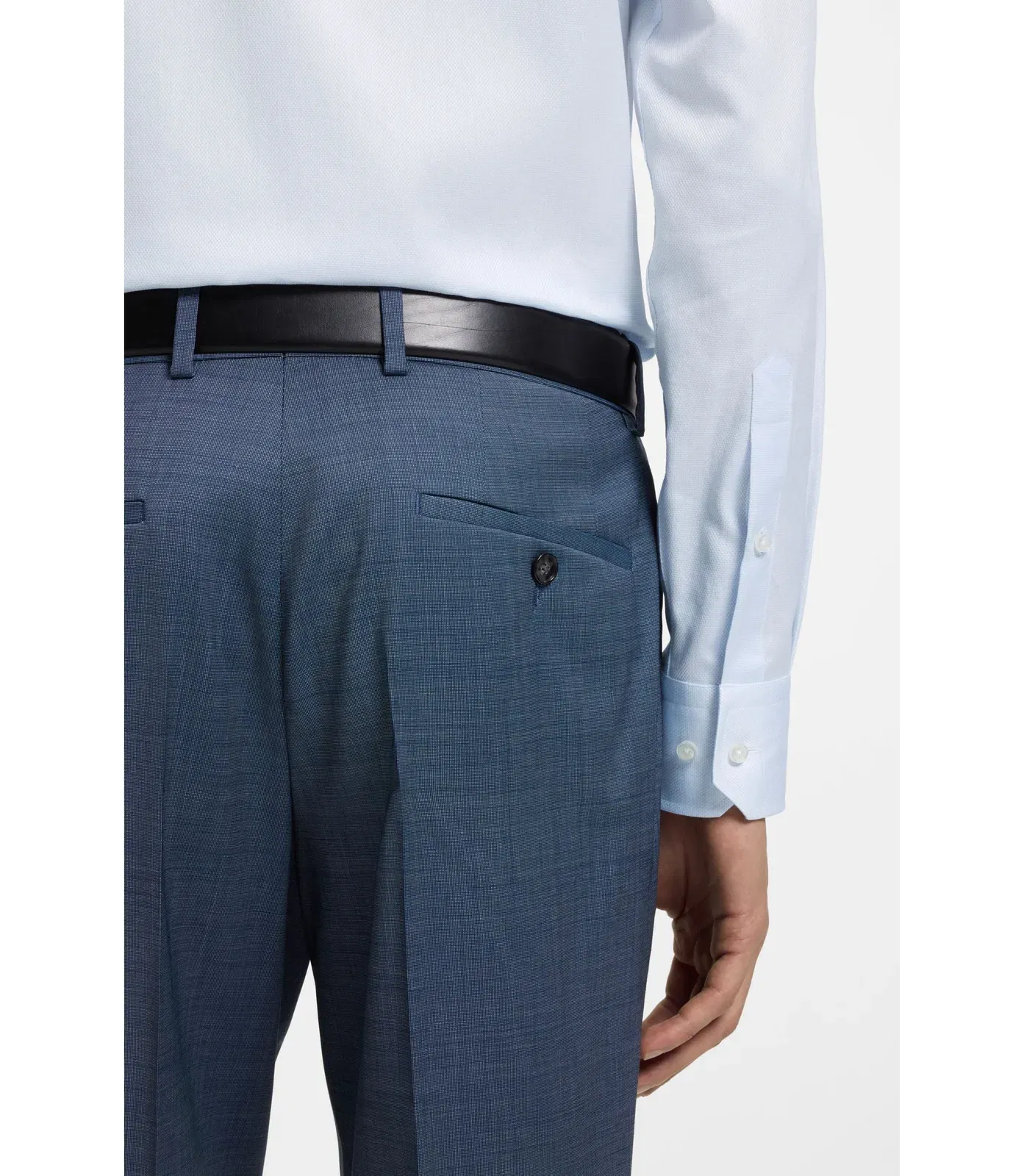 Boss Regular Fit Shirt In Structured Italian Made Cotton Blue
