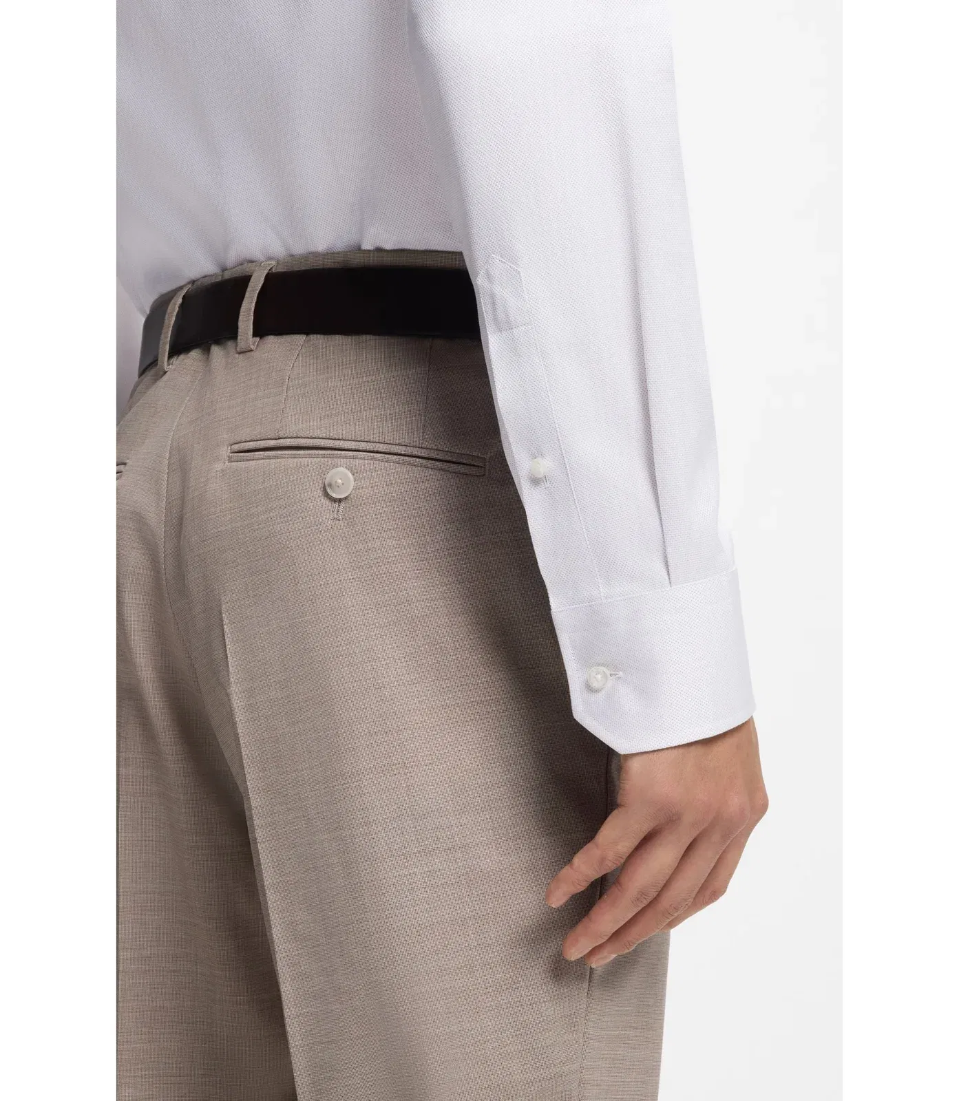 Boss Regular Fit Shirt In Structured Italian Made Cotton Khaki