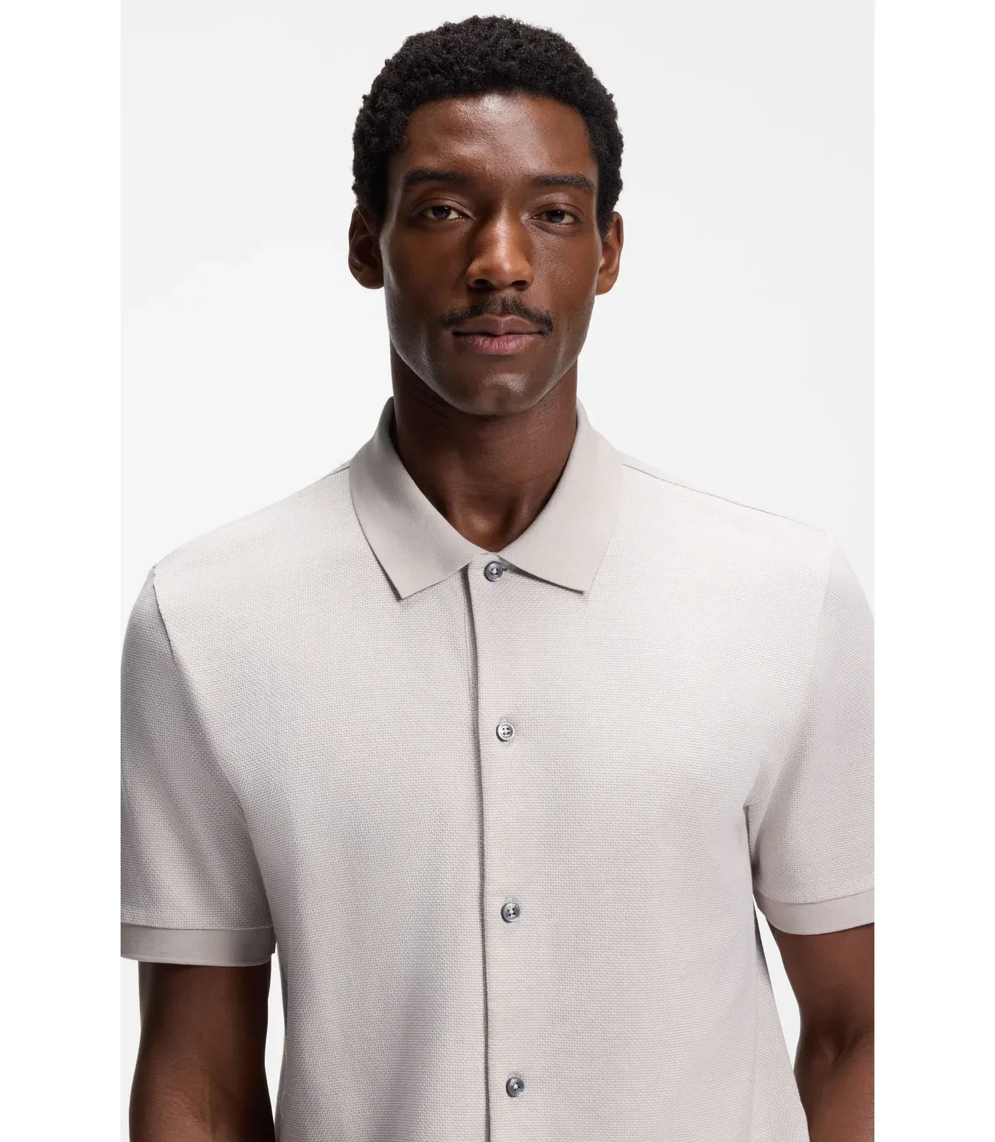 Boss Regular Fit Shirt In Bubble Structure Cotton Light Beige