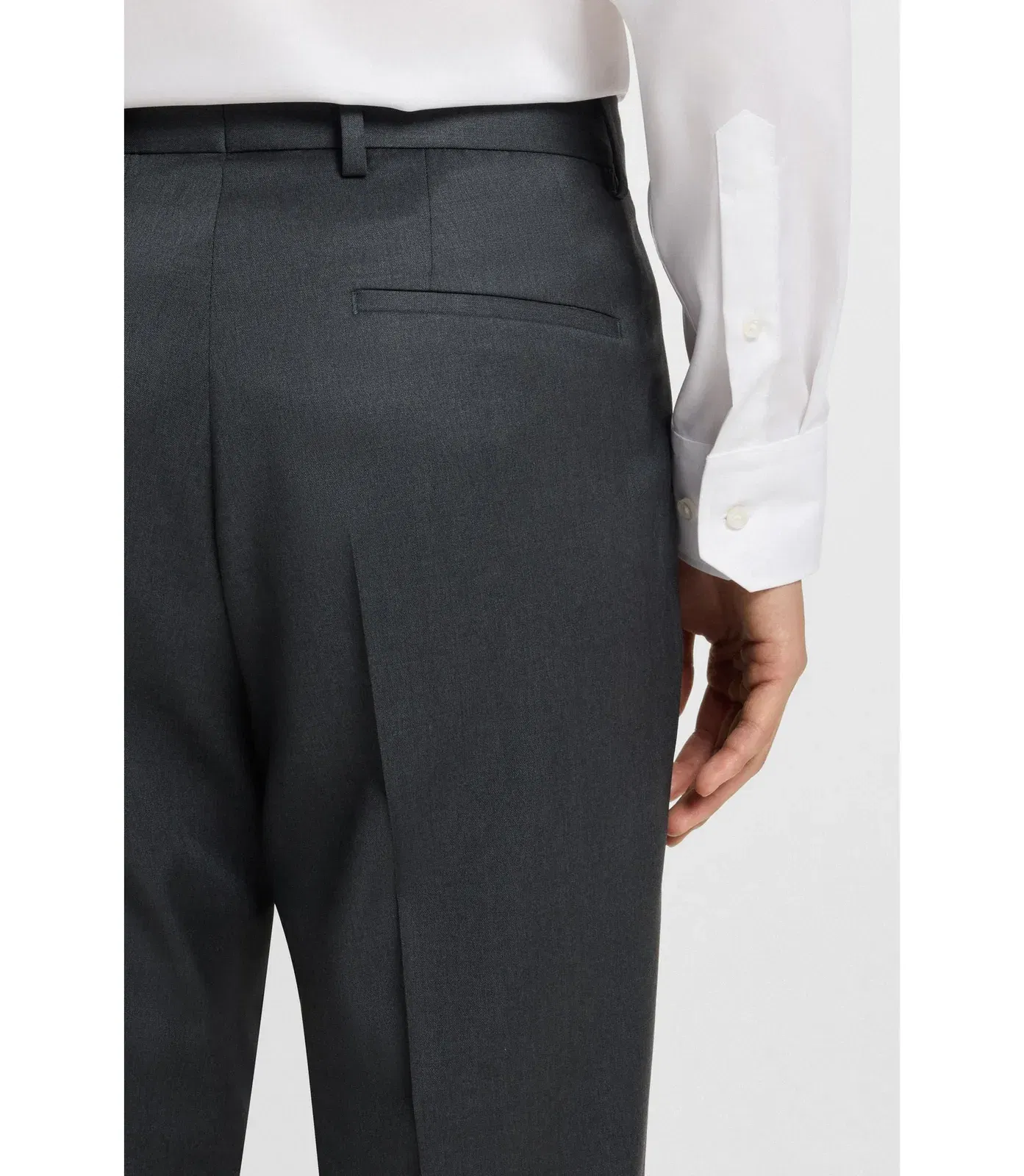 Boss Regular Fit Pants In Virgin Wool Serge Dark Grey