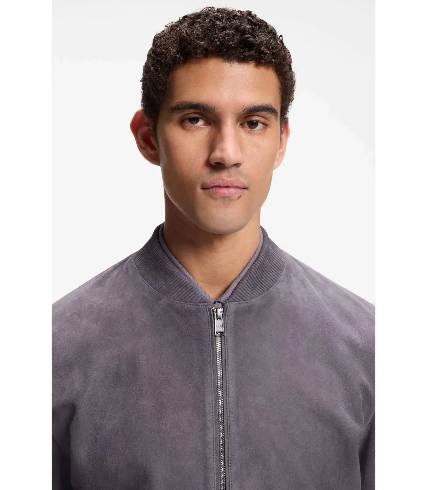 Boss Regular Fit Jacket In Suede Purple