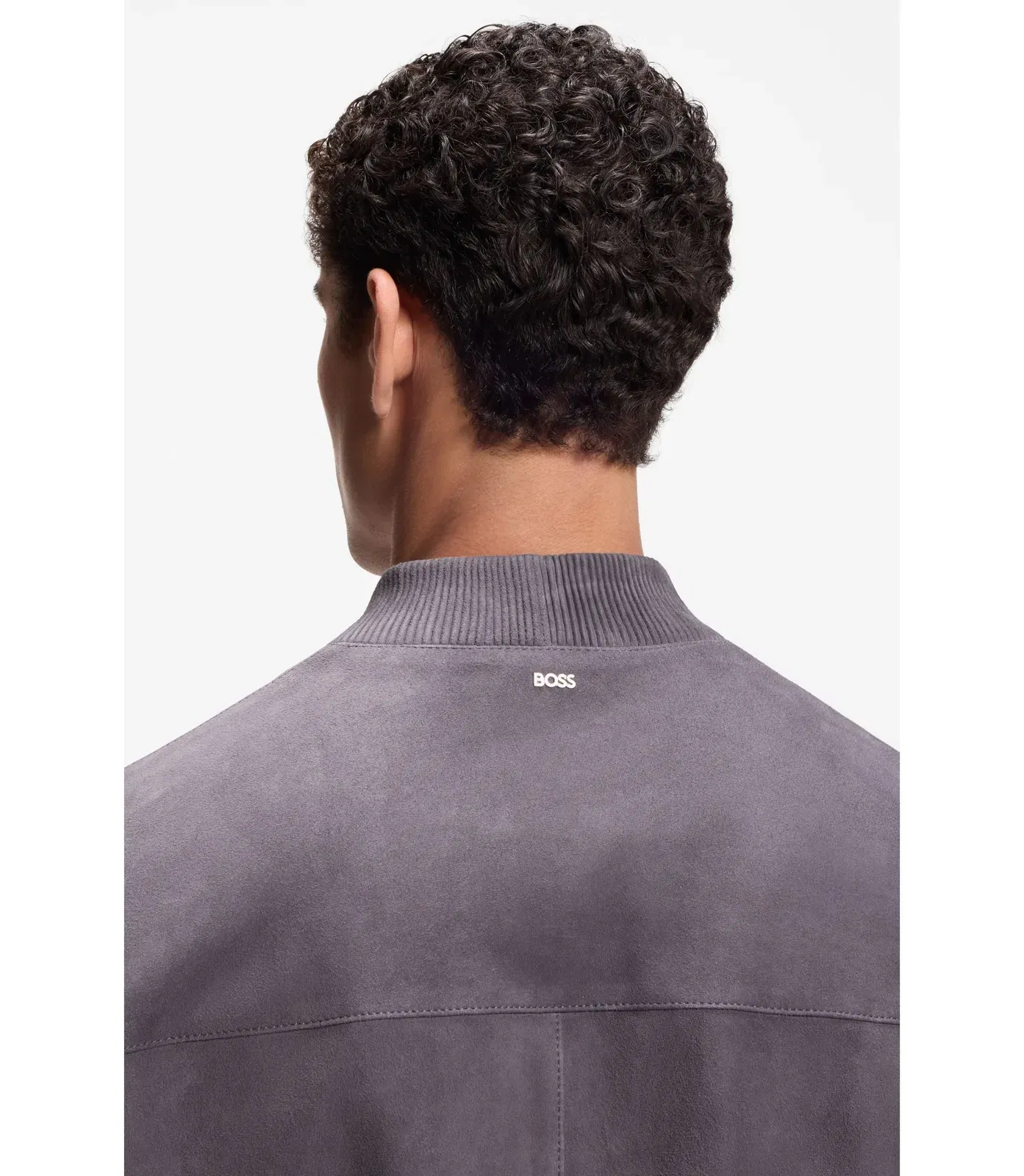 Boss Regular Fit Jacket In Suede Purple