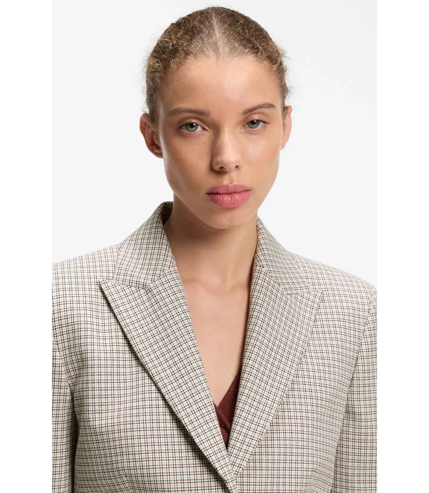 Hugo Regular Fit Blazer With Micro Check Patterned Women's