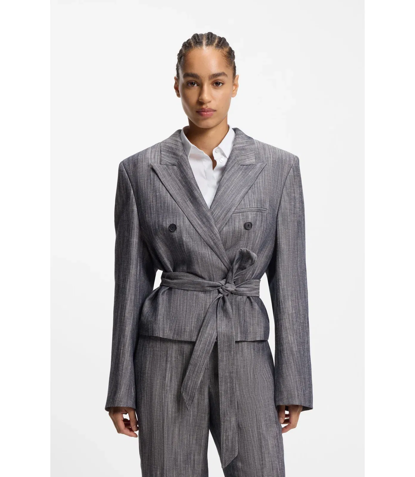 Boss Regular Fit Blazer In Melange Denim Patterned Women's