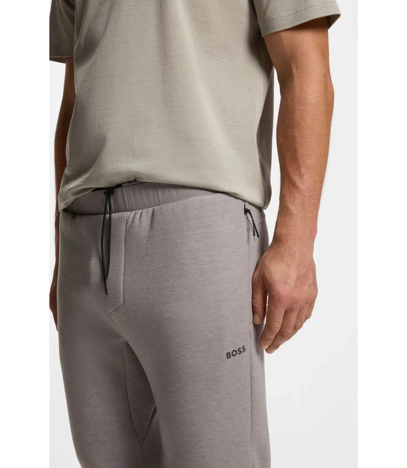 Boss Reflective Detail Tracksuit Bottoms In A Regular Fit Light Grey