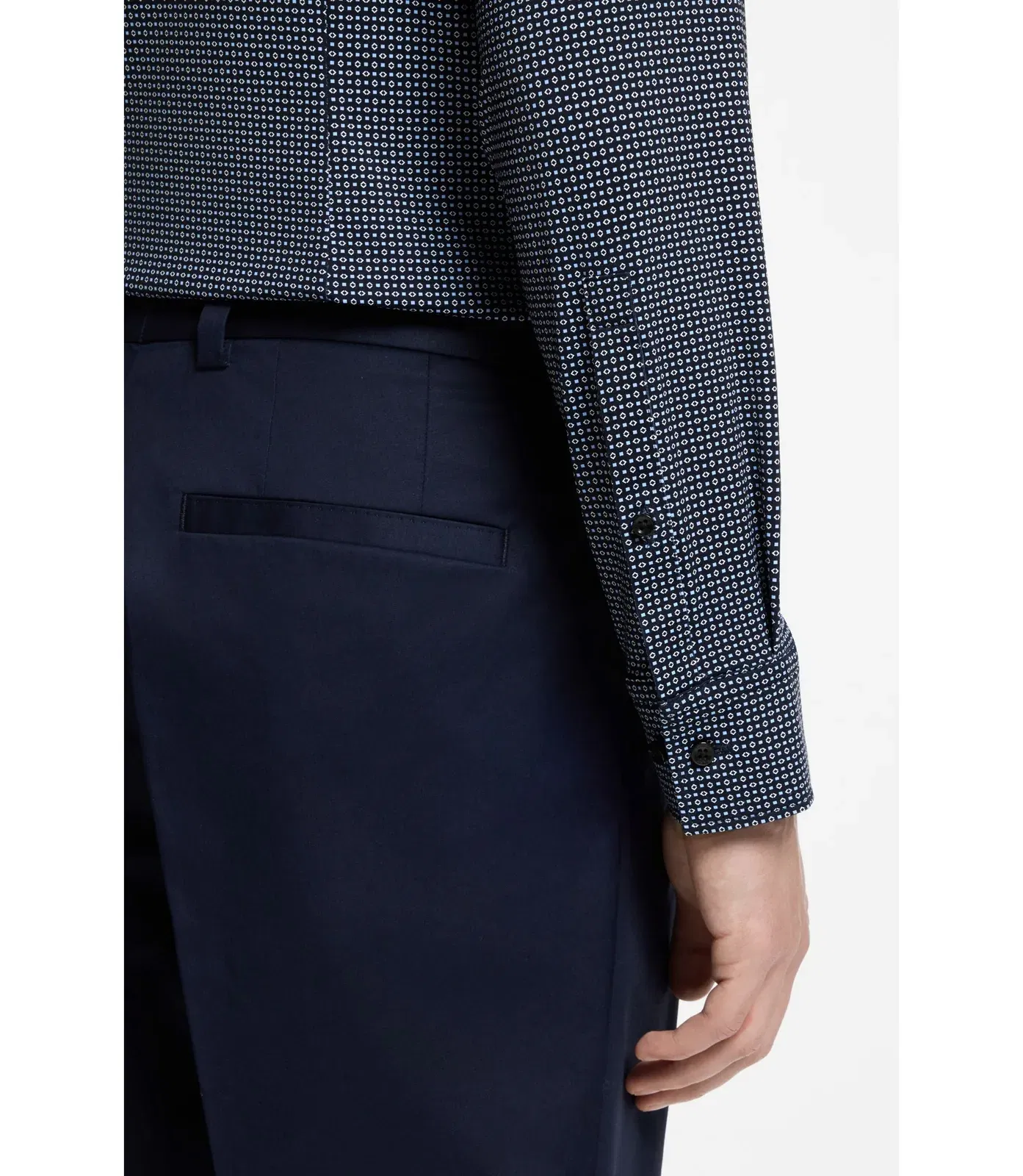 Hugo Printed Slim Fit Shirt In Stretch Jersey Dark Blue