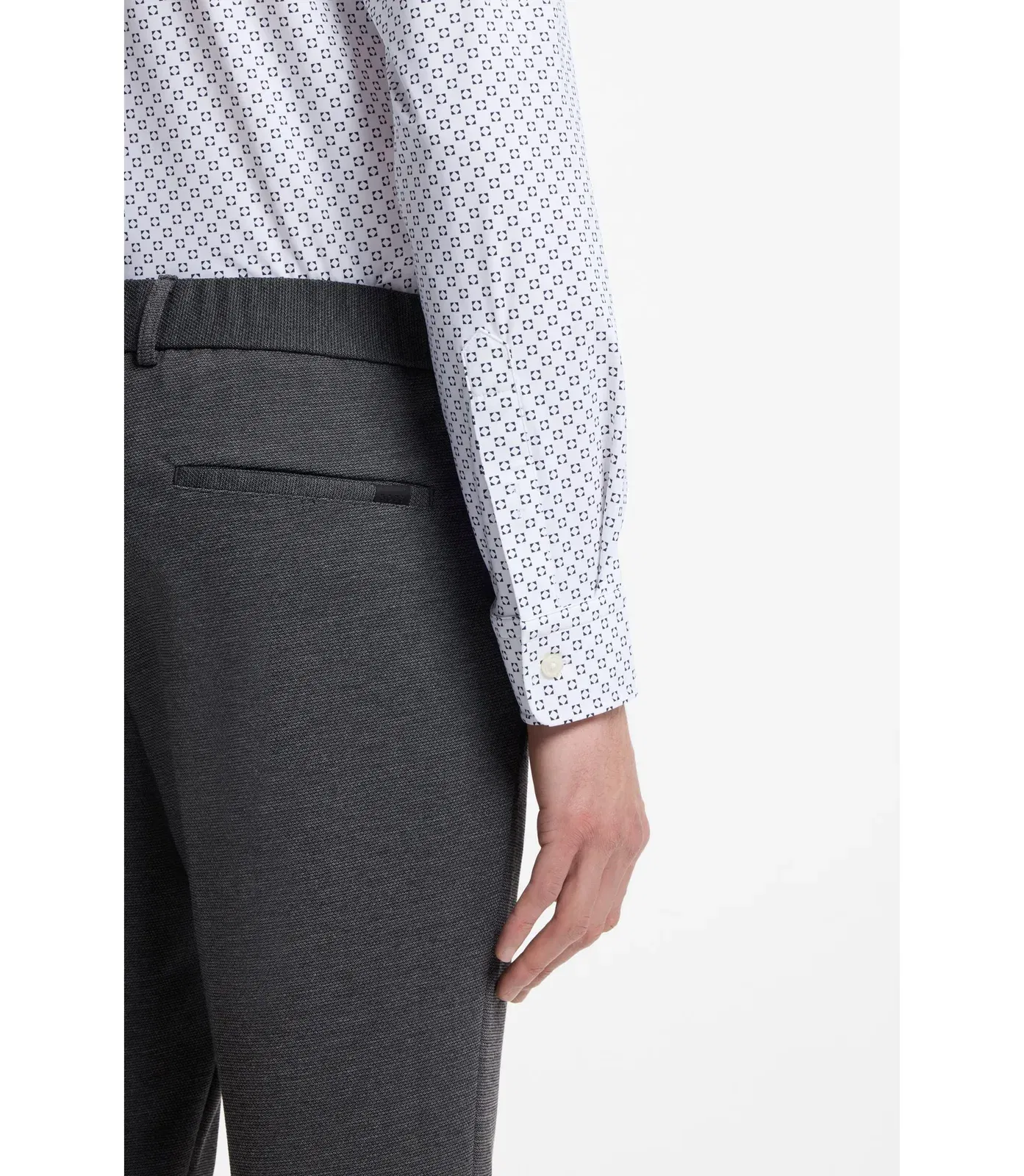 Boss Printed Slim Fit Shirt In Performance Stretch Jersey Dark Blue