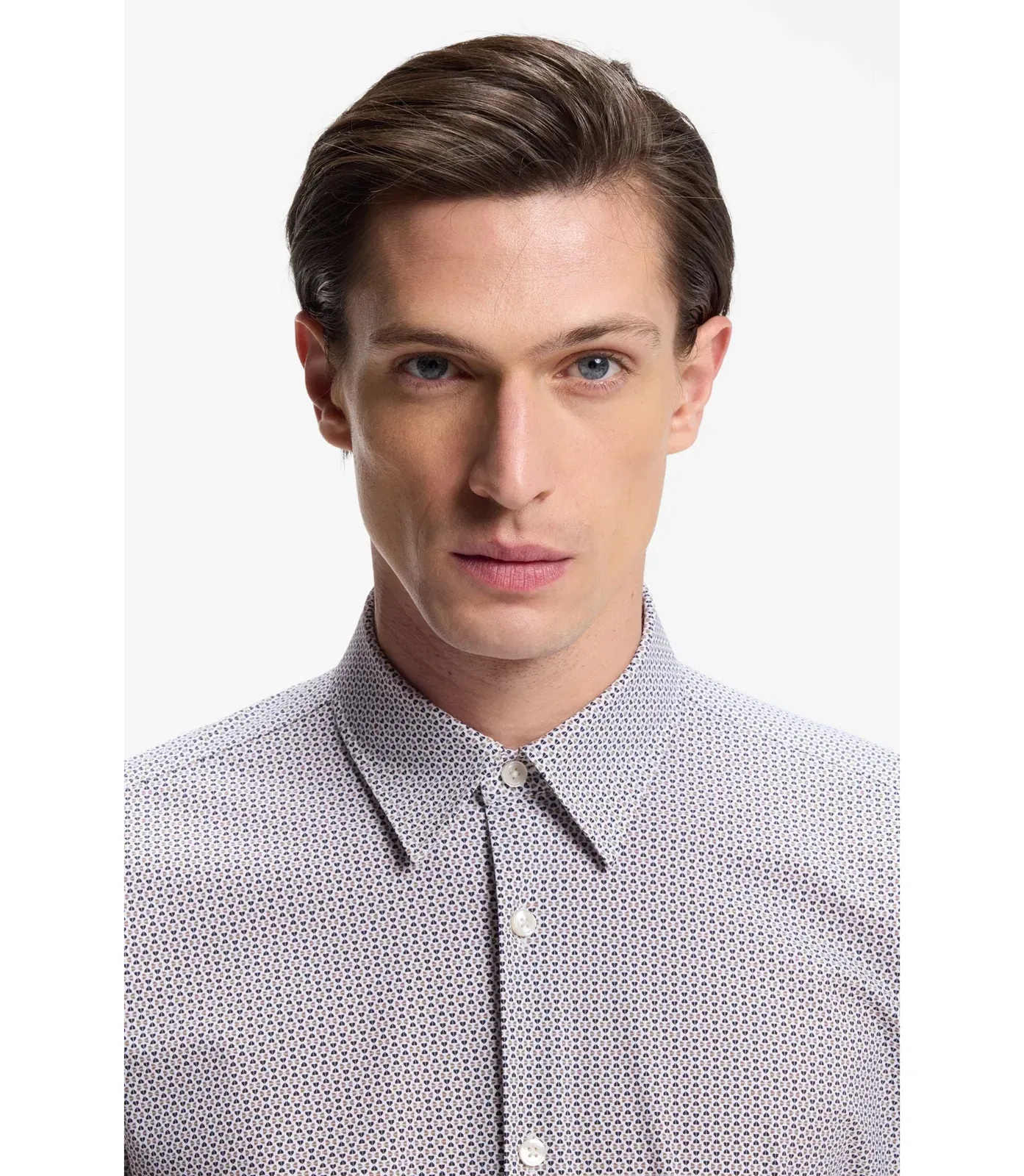 Boss Printed Slim Fit Shirt In Performance Stretch Jersey Khaki