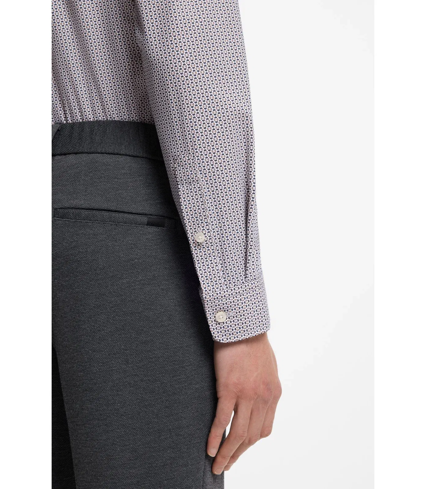 Boss Printed Slim Fit Shirt In Performance Stretch Jersey Khaki