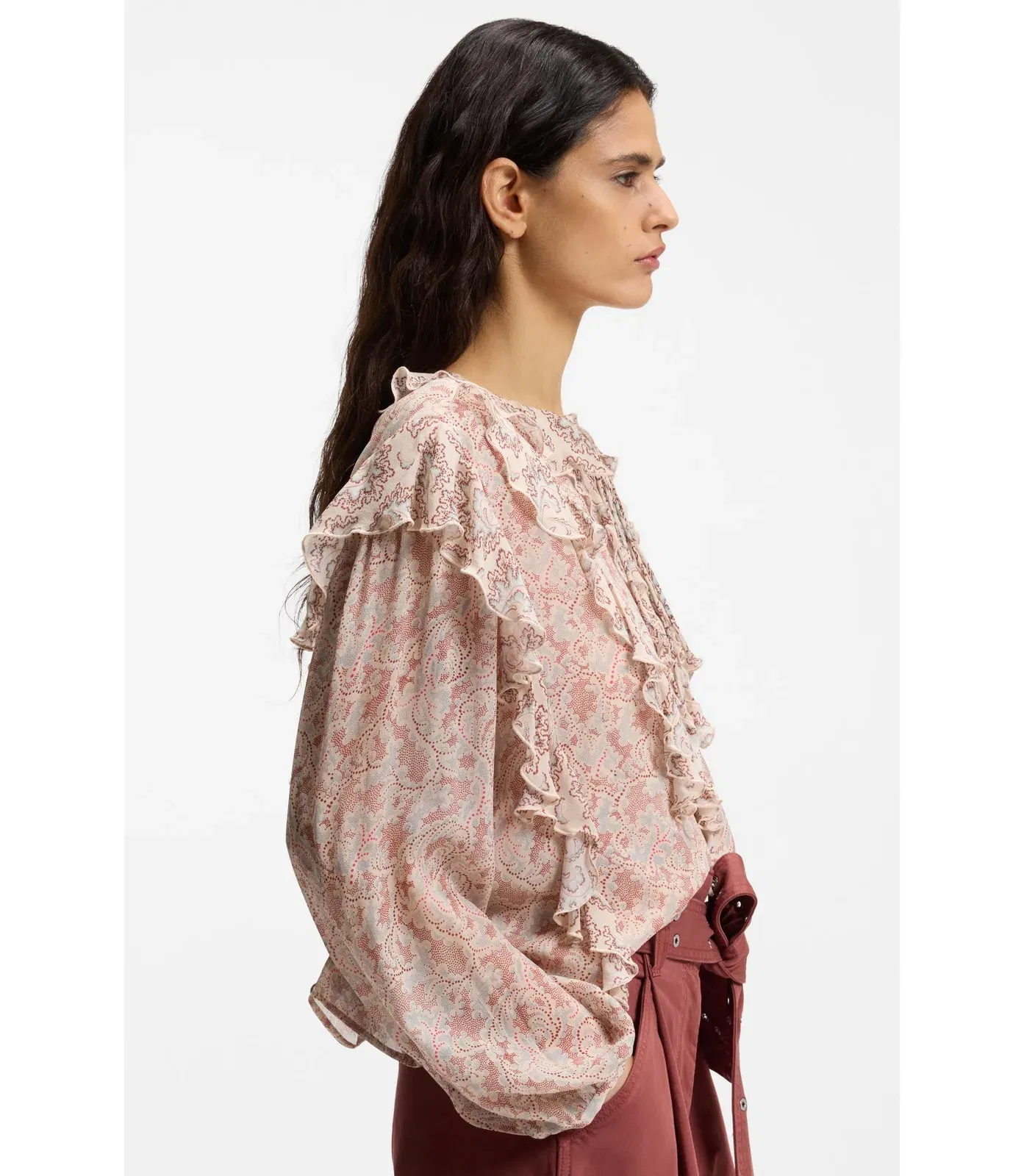 Boss Printed Regular Fit Blouse In Crepe Georgette Patterned Women's