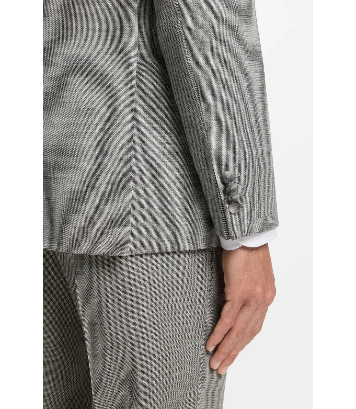 Boss Patterned Slim Fit Jacket In Stretch Wool Silver