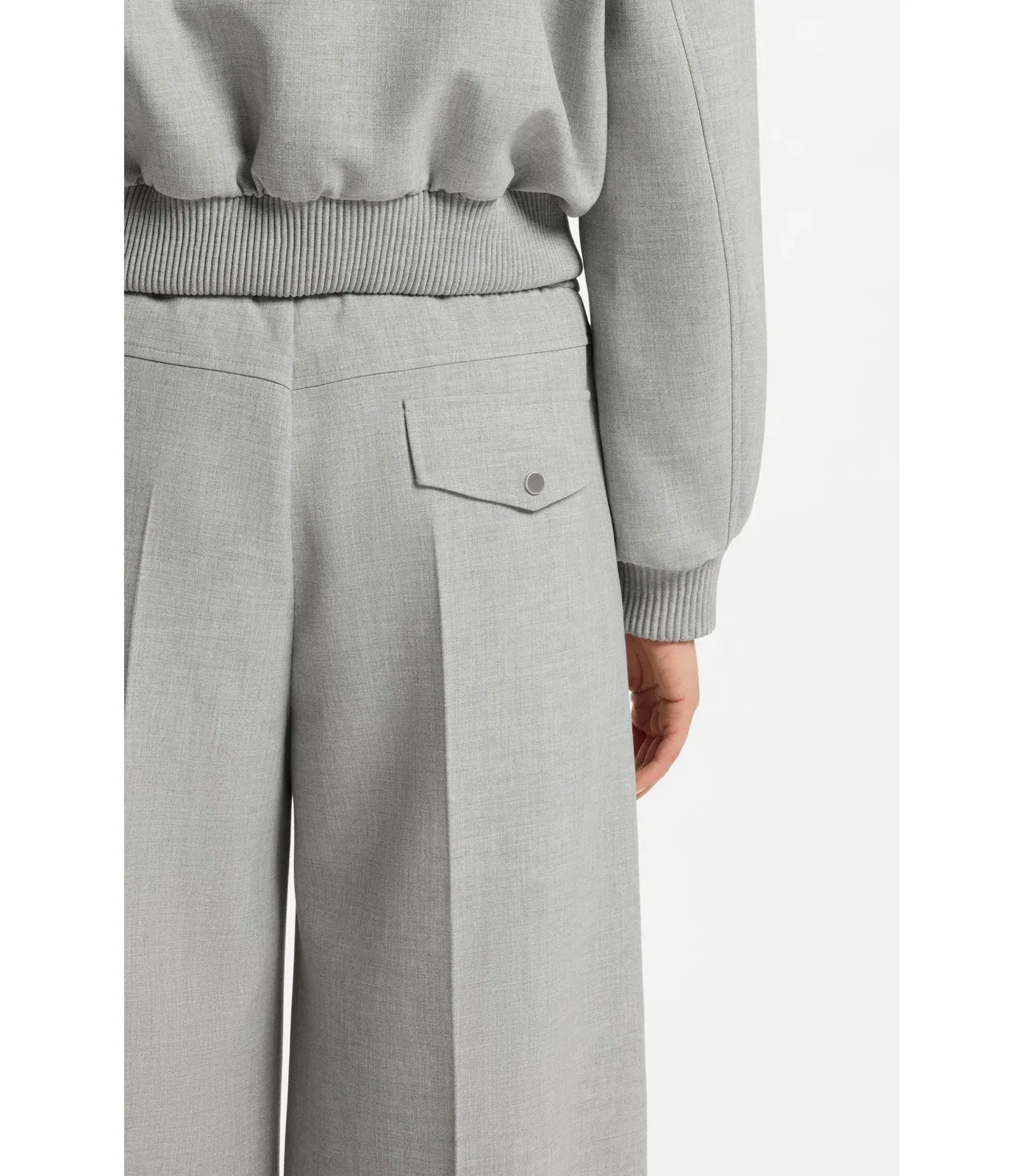 Boss Oversized Fit Trousers In Stretch Twill Patterned Women's