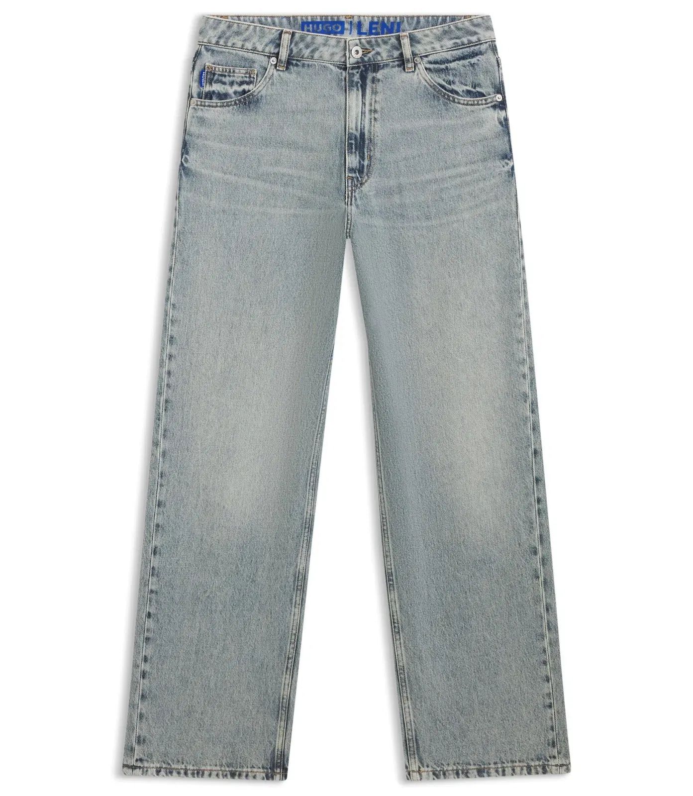 Hugo Ocean Blue Loose Fit Jeans In Rigid Denim Blue Women's