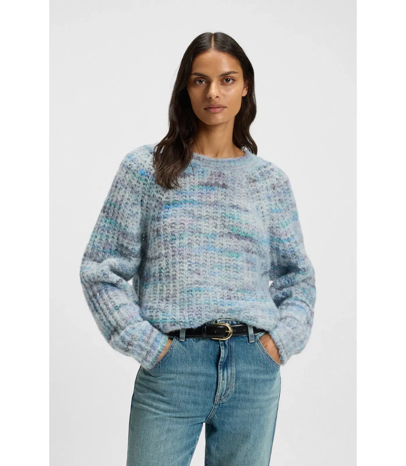 Boss Multicoloured Yarn Sweater In An Alpaca Blend Patterned Women's