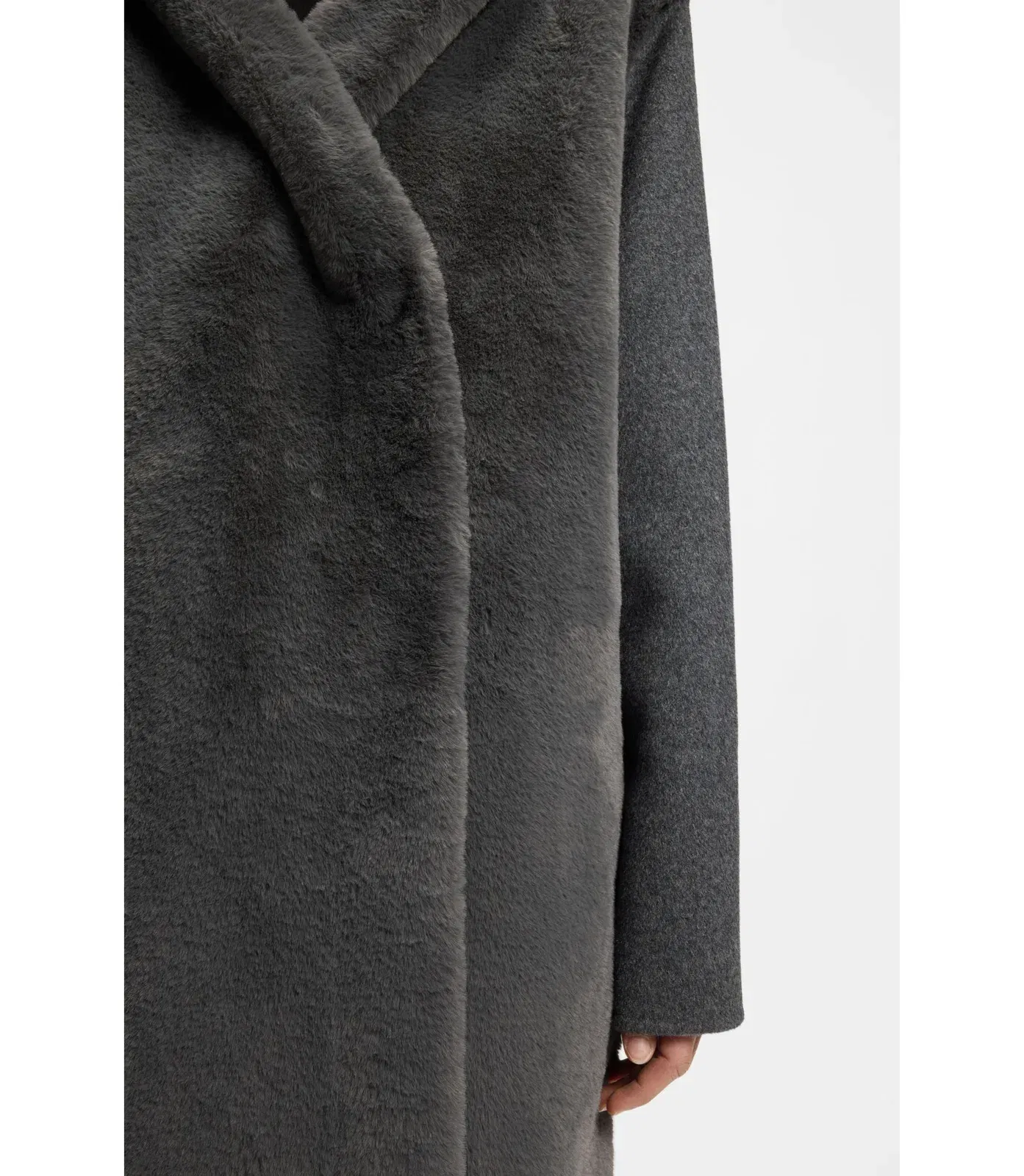 Boss Melange Coat In A Wool Blend Dark Grey Women's