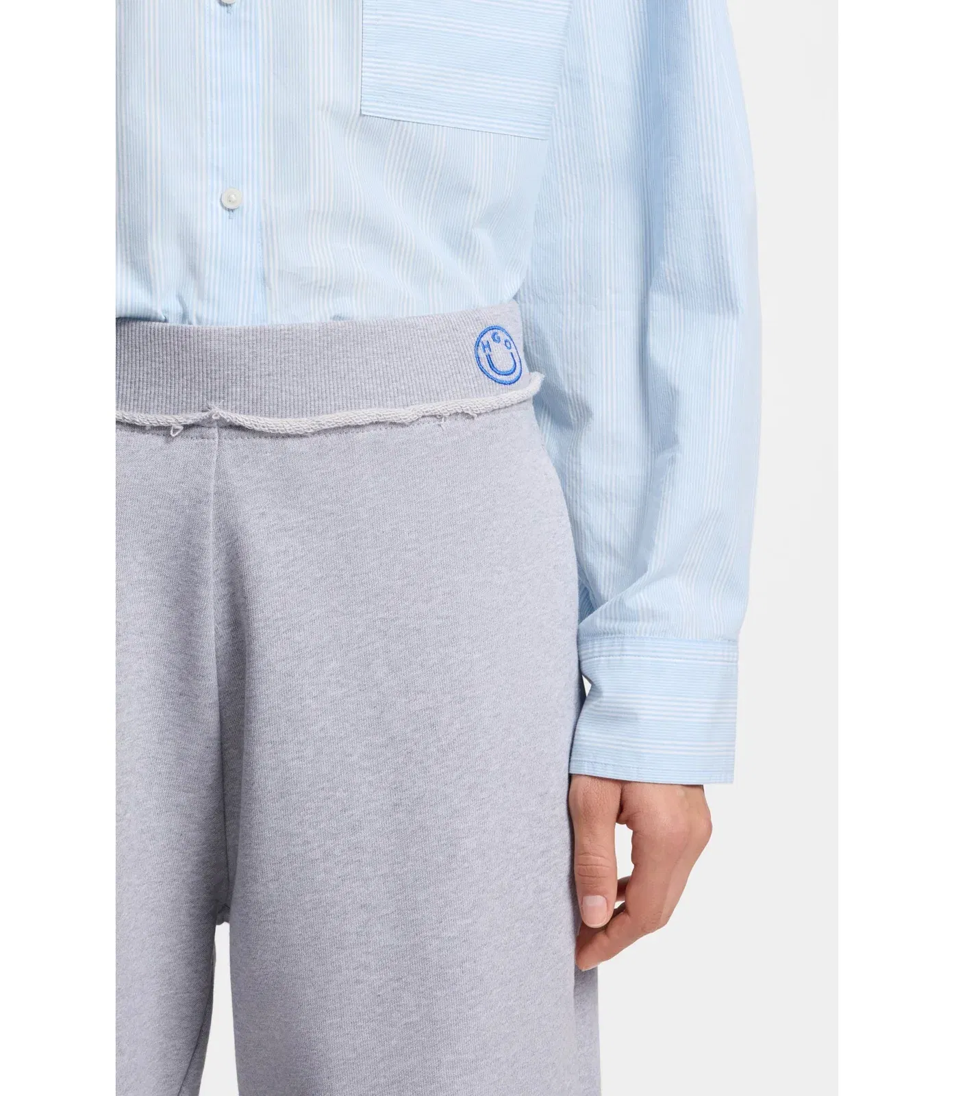Hugo Logo Waistband Tracksuit Bottoms In Cotton Terry Light Grey Women's