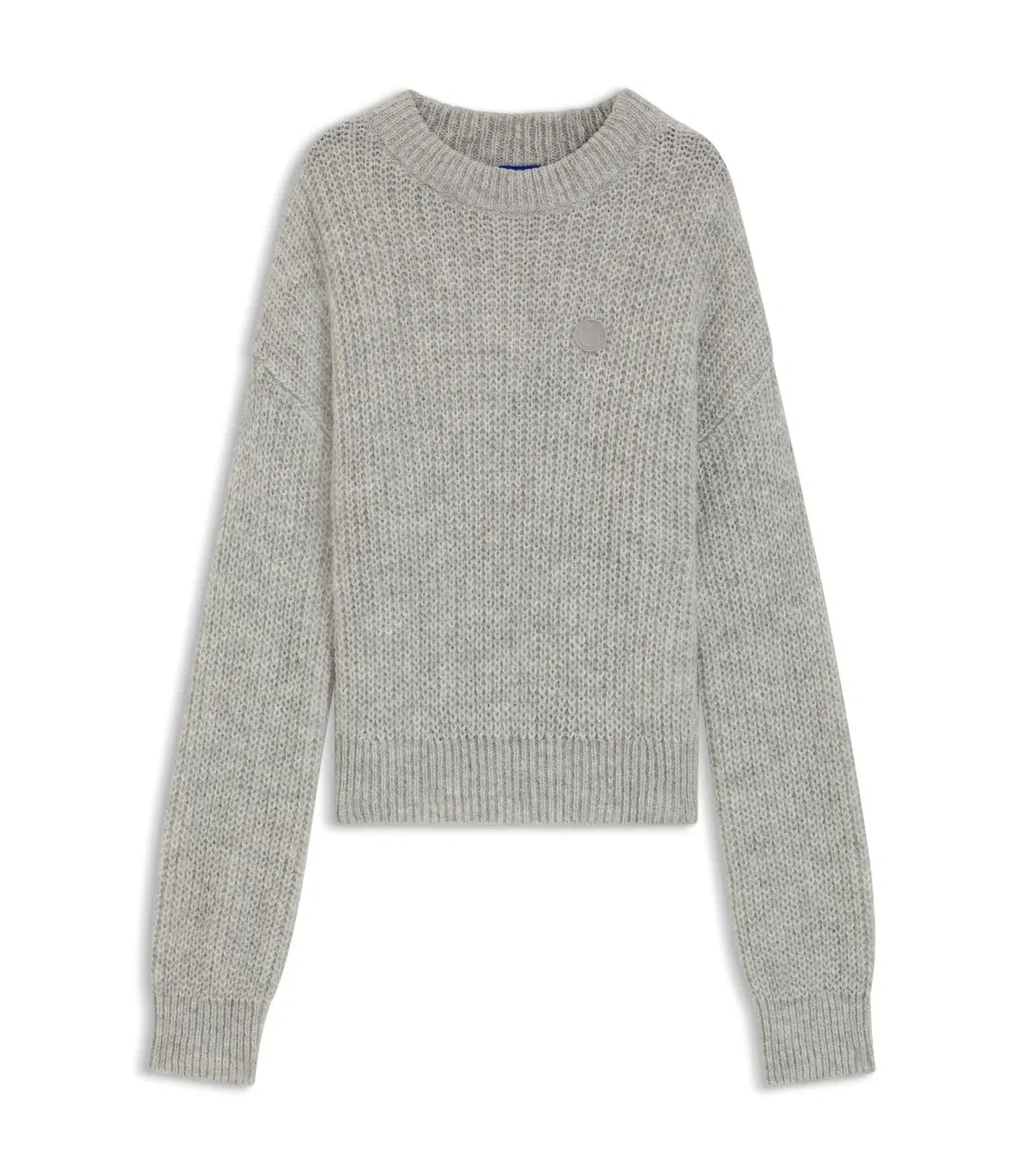 Hugo Knitted Sweater With Happy Hugo Badge Light Grey Women's