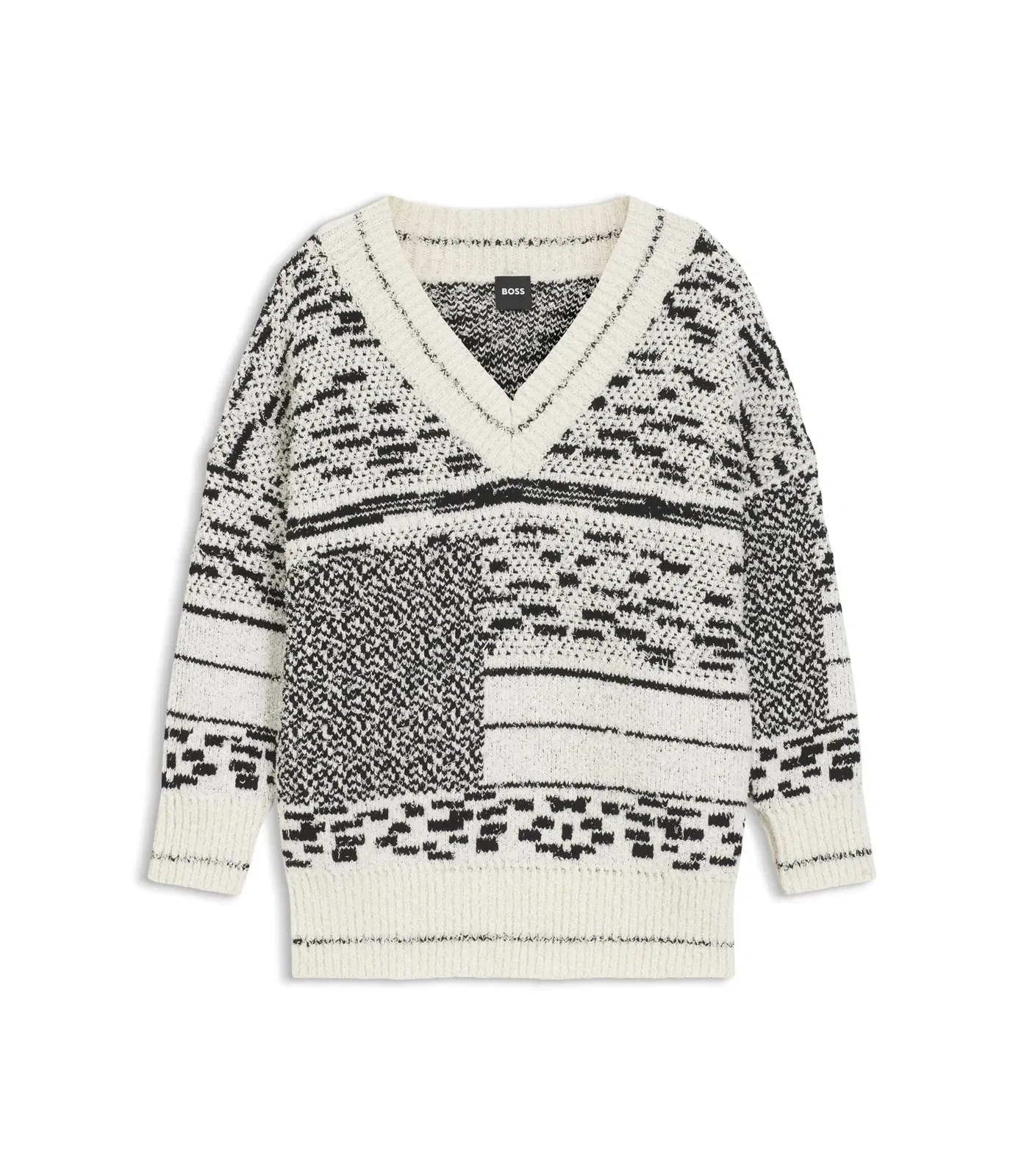Boss Jacquard Pattern Sweater In A Cotton Blend Patterned Women's