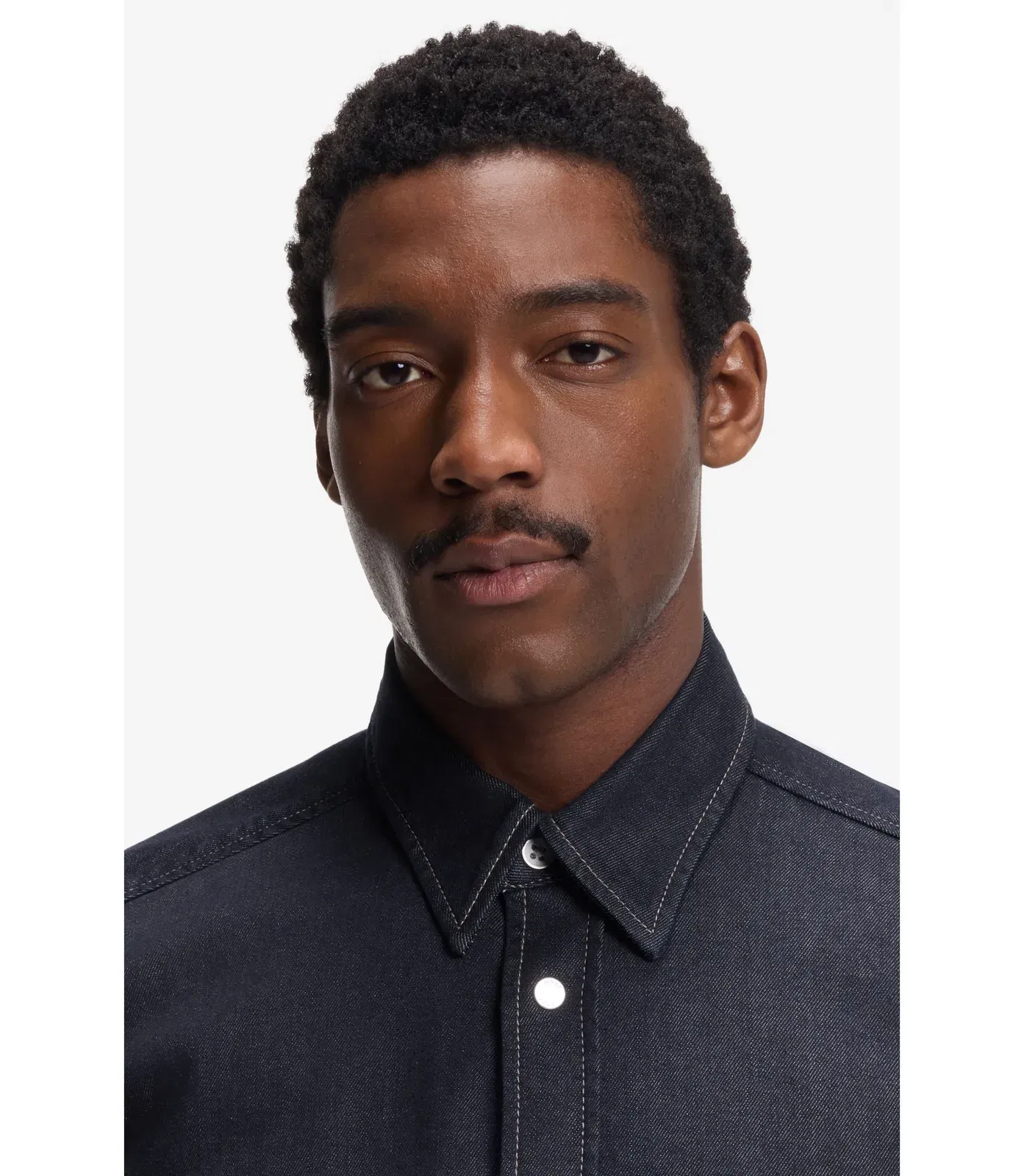 Boss Indigo Regular Fit Shirt In Stretch Denim Dark Blue