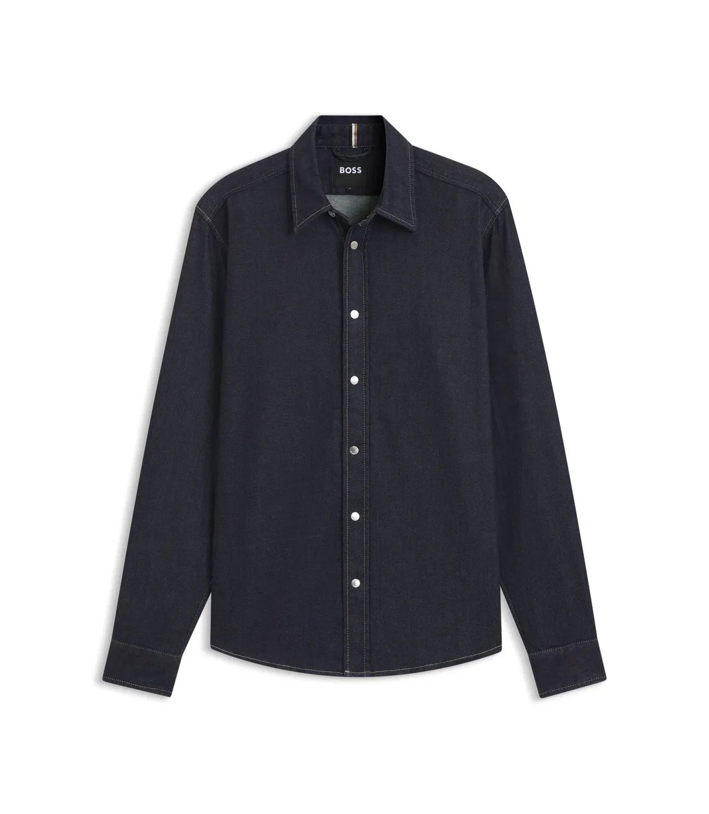 Boss Indigo Regular Fit Shirt In Stretch Denim Dark Blue