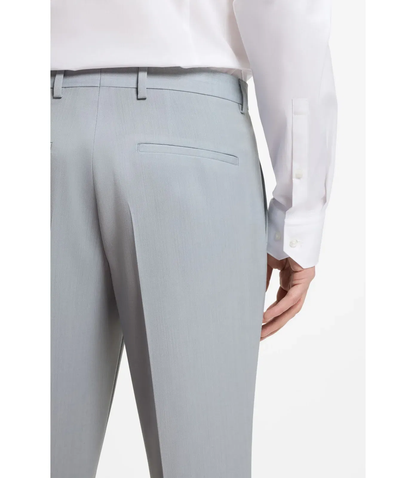 Hugo Extra Slim Fit Trousers In Wool Blend Poplin Light Blue