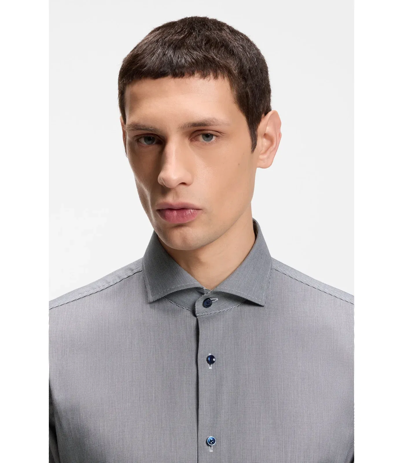 Boss Easy Iron Slim Fit Shirt In Stretch Cotton Dark Blue