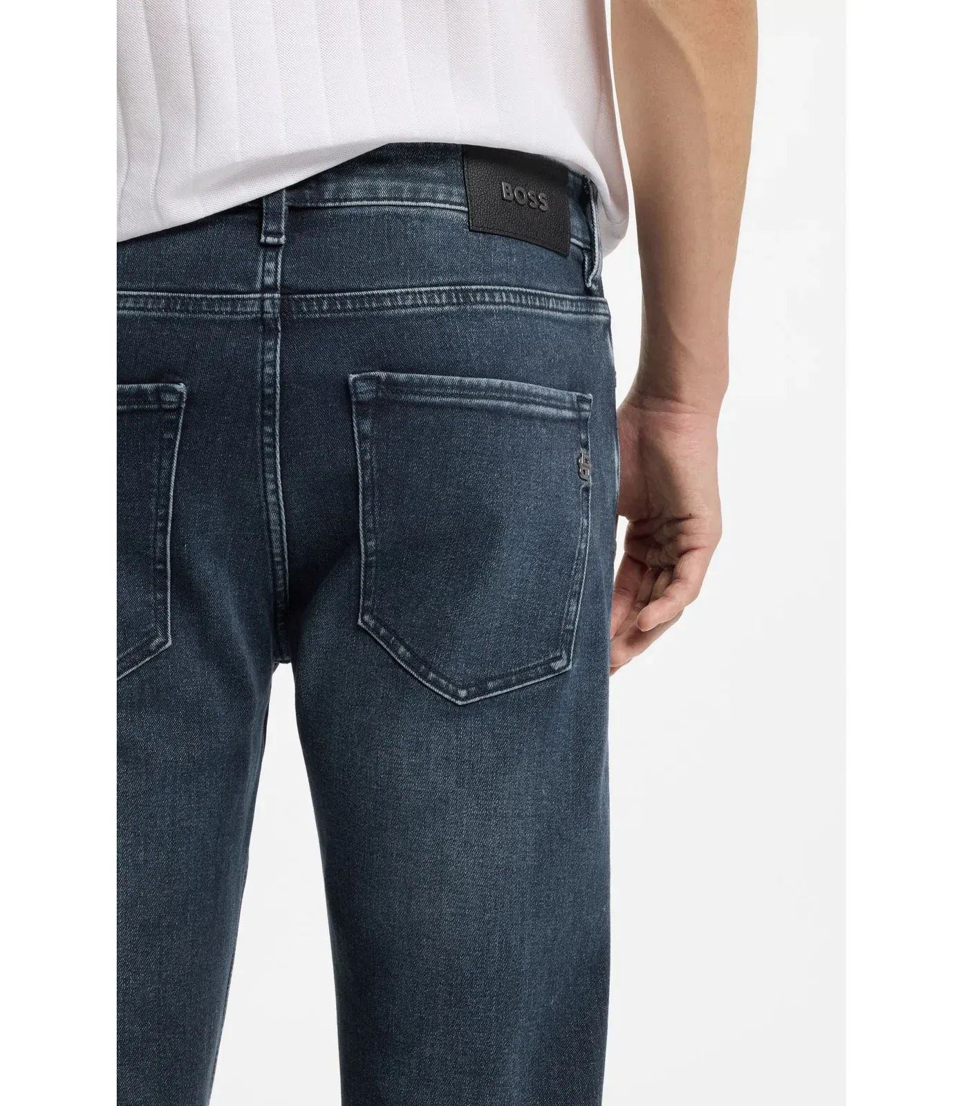 Boss Delaware Slim Fit Jeans In Soft Touch Denim Dark Blue
