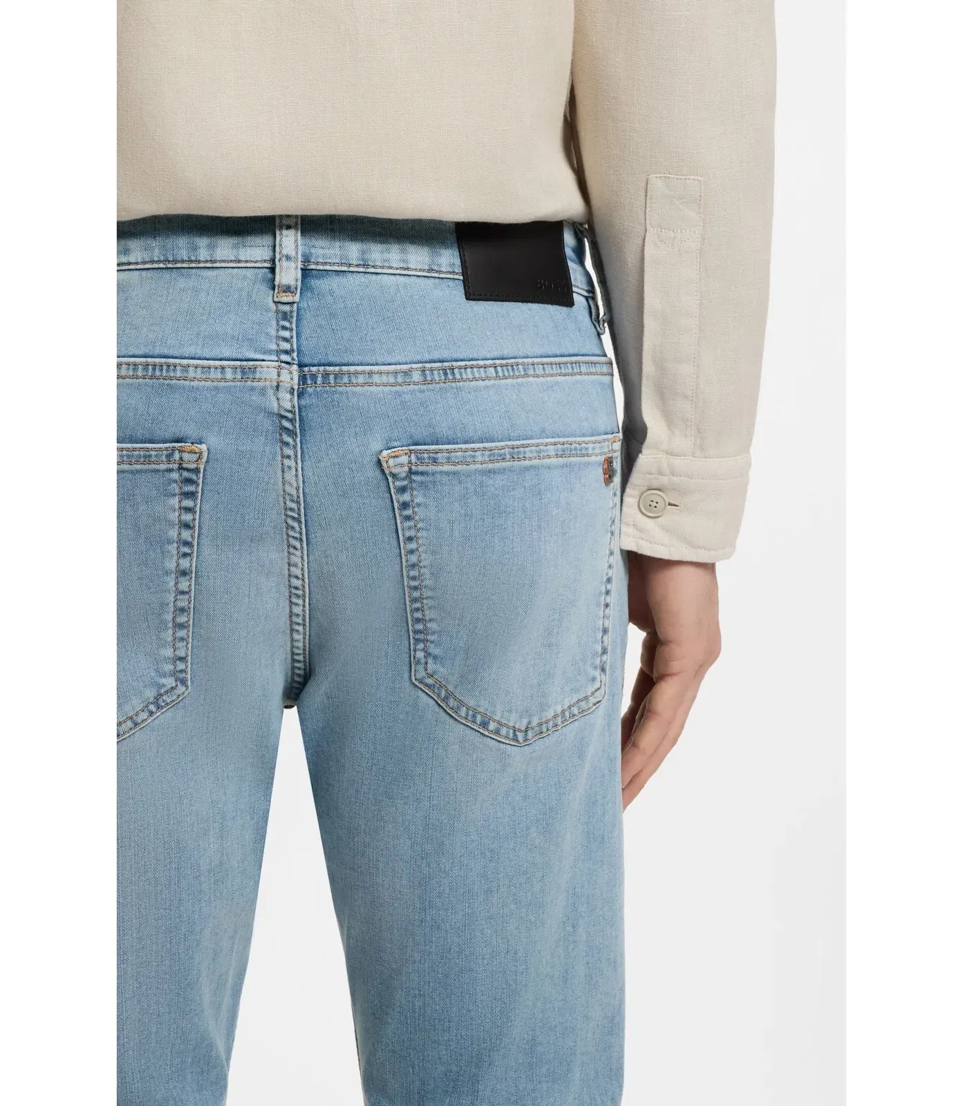 Boss Delaware Slim Fit Jeans In Blue Soft Motion Denim Turquoise
