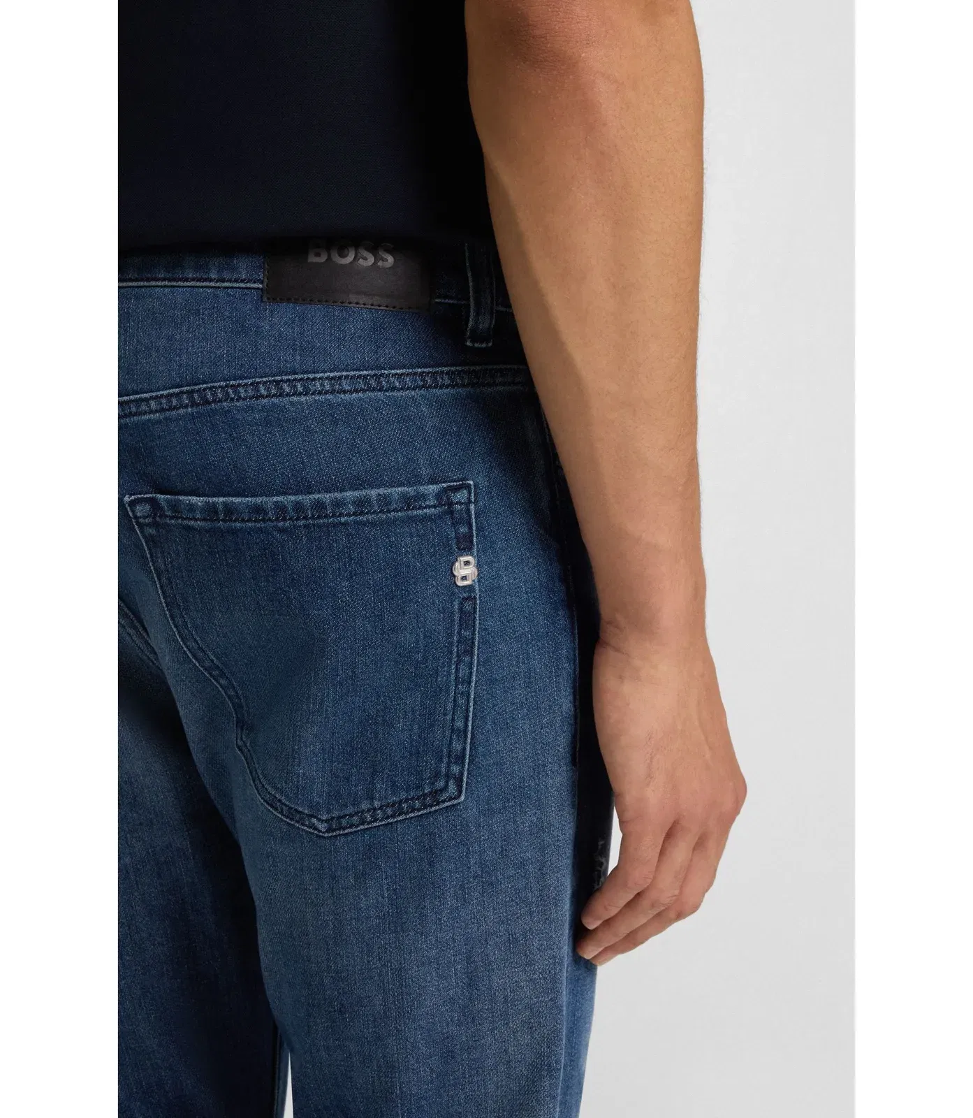 Boss Delaware Blue Slim Fit Jeans In Mechanical Stretch Denim Dark Blue