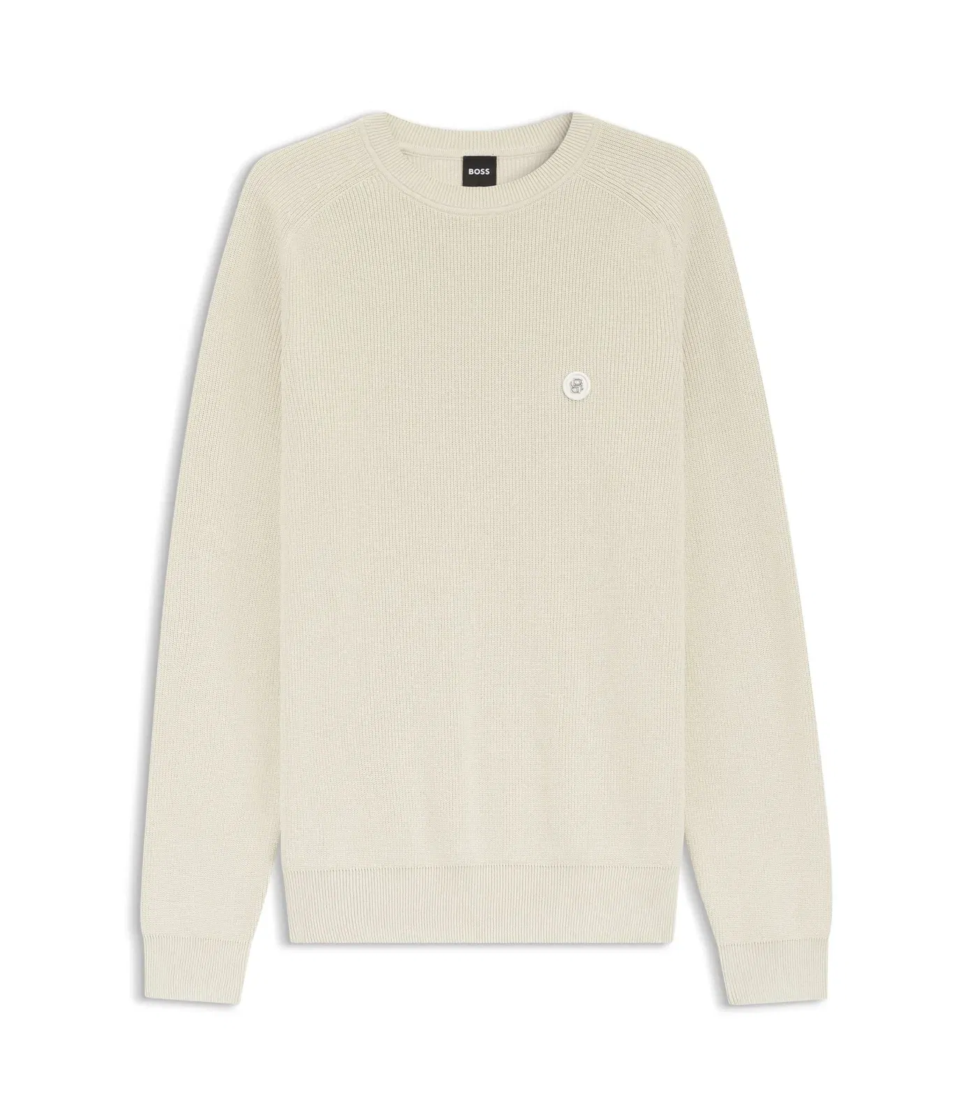 Boss Cotton Sweater With Double B Monogram White