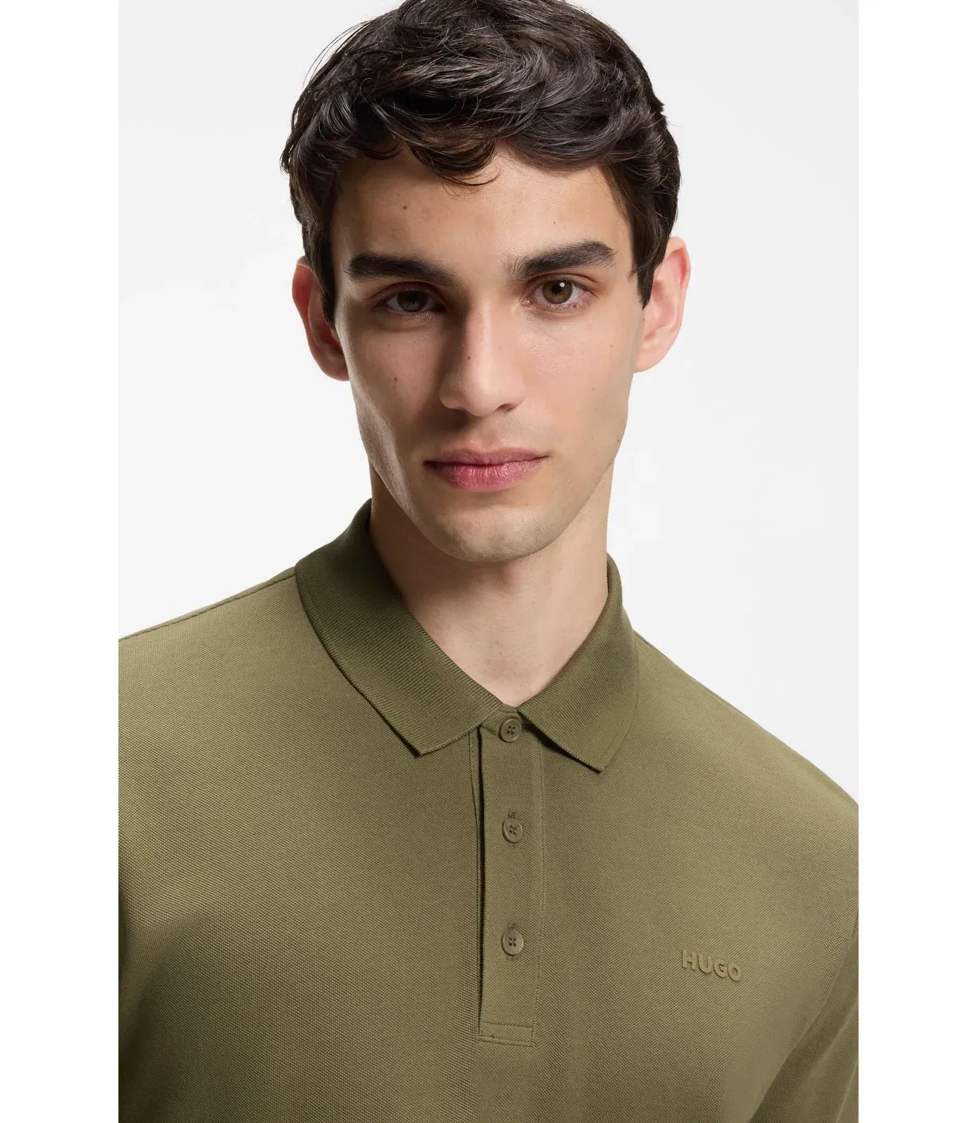 Hugo Cotton Piqu Polo Shirt With Logo Print Light Green