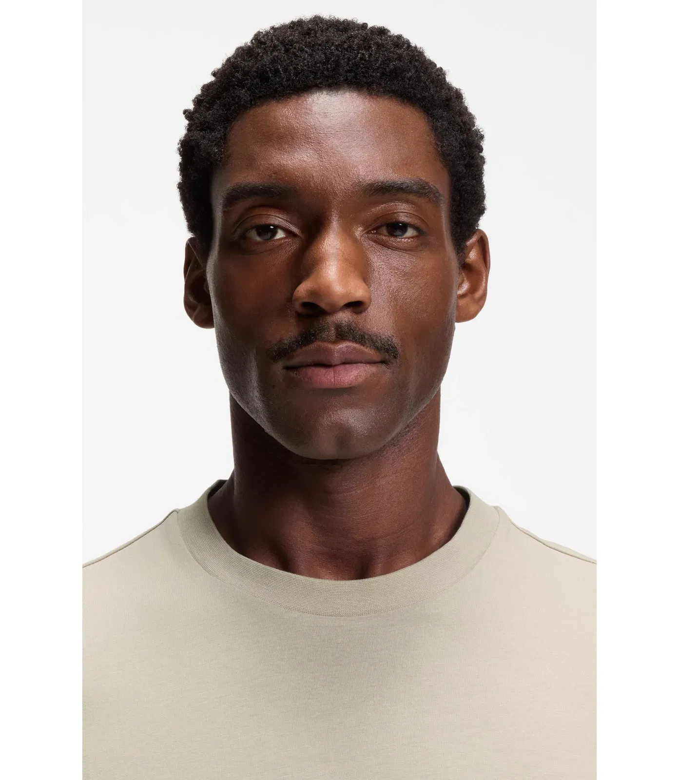 Boss Cotton Jersey T-Shirt With Signature Stripe Cuffs Light Beige