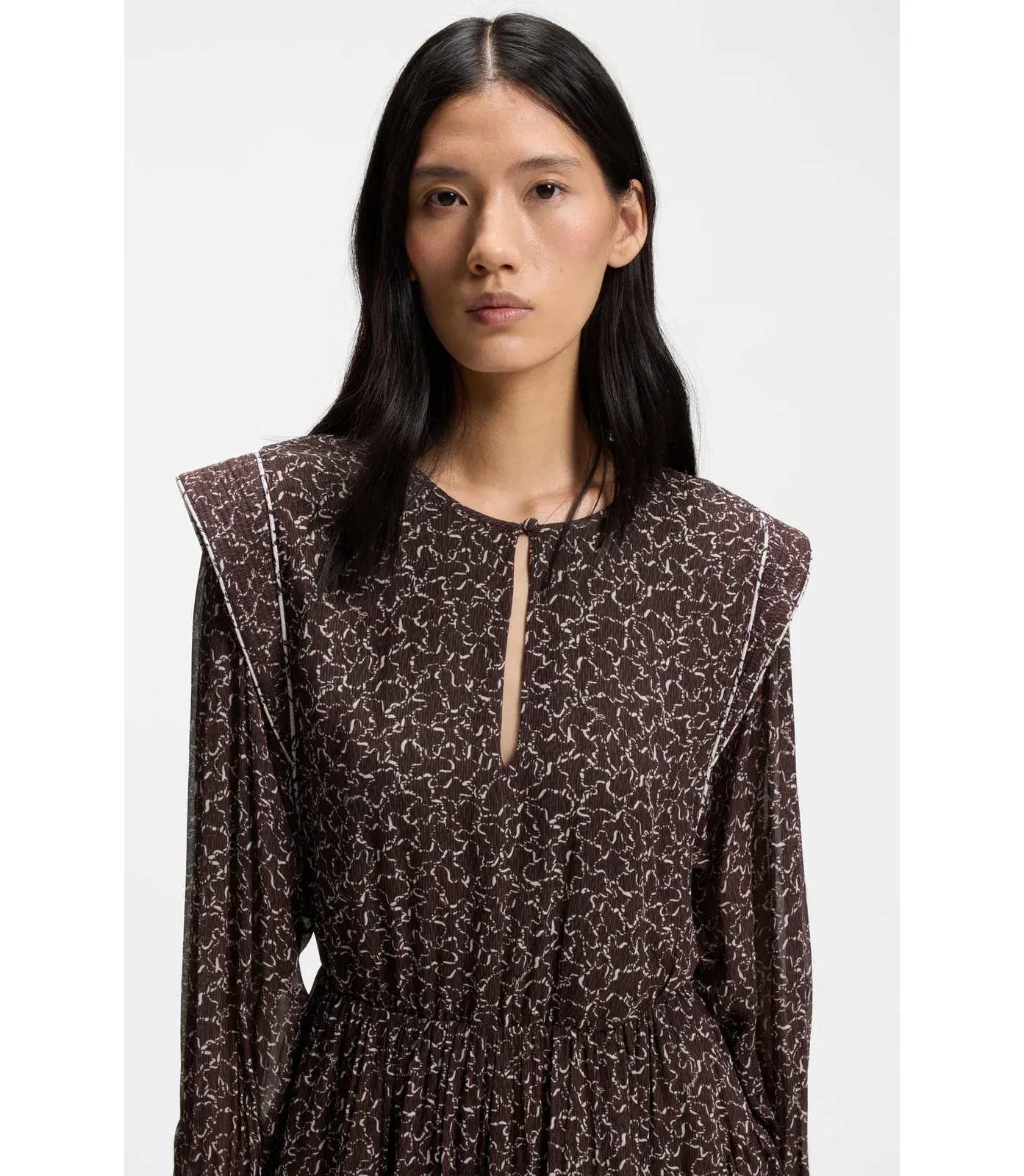Boss Contrast Piping Mini Dress With Modern Print Patterned Women's