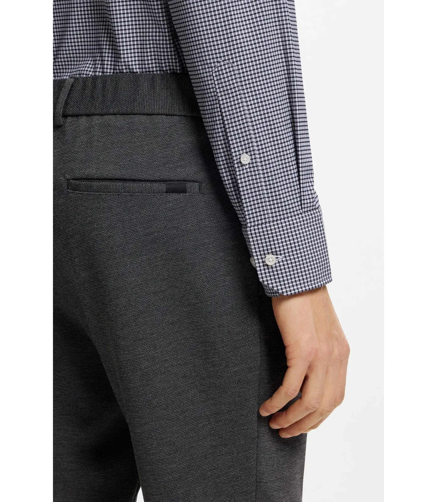 Boss Checked Regular Fit Shirt In Performance Stretch Fabric Black