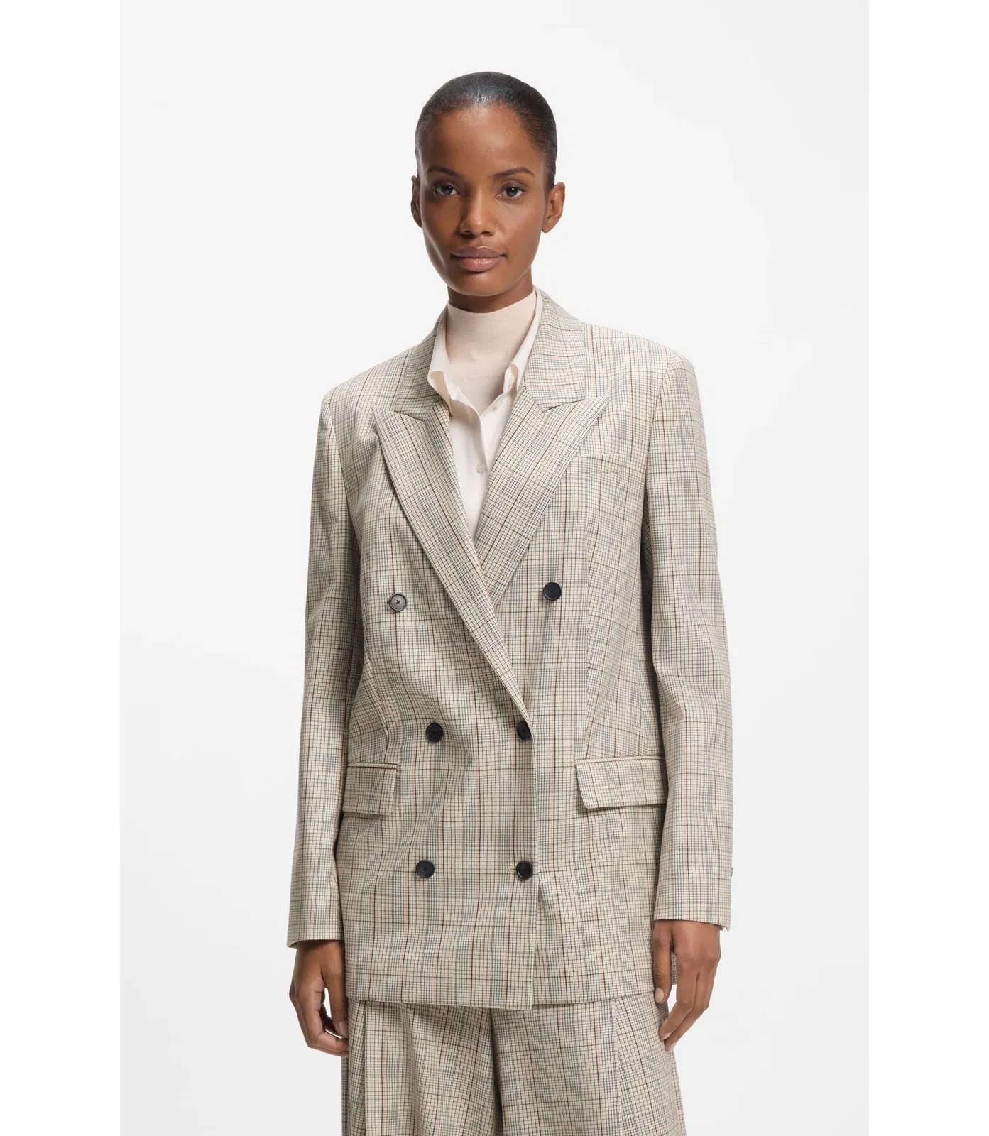 Boss Checked Regular Fit Blazer In Stretch Wool Patterned Women's