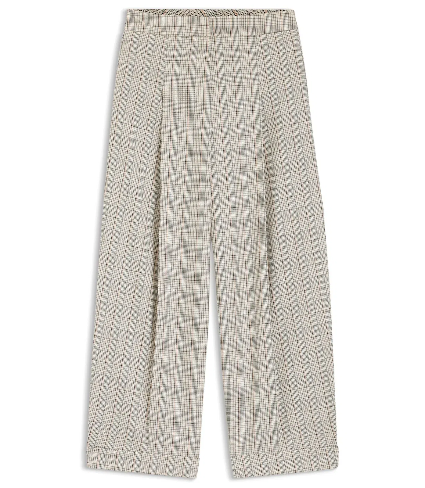 Boss Checked Oversized Fit Trousers In Stretch Wool Patterned Women's