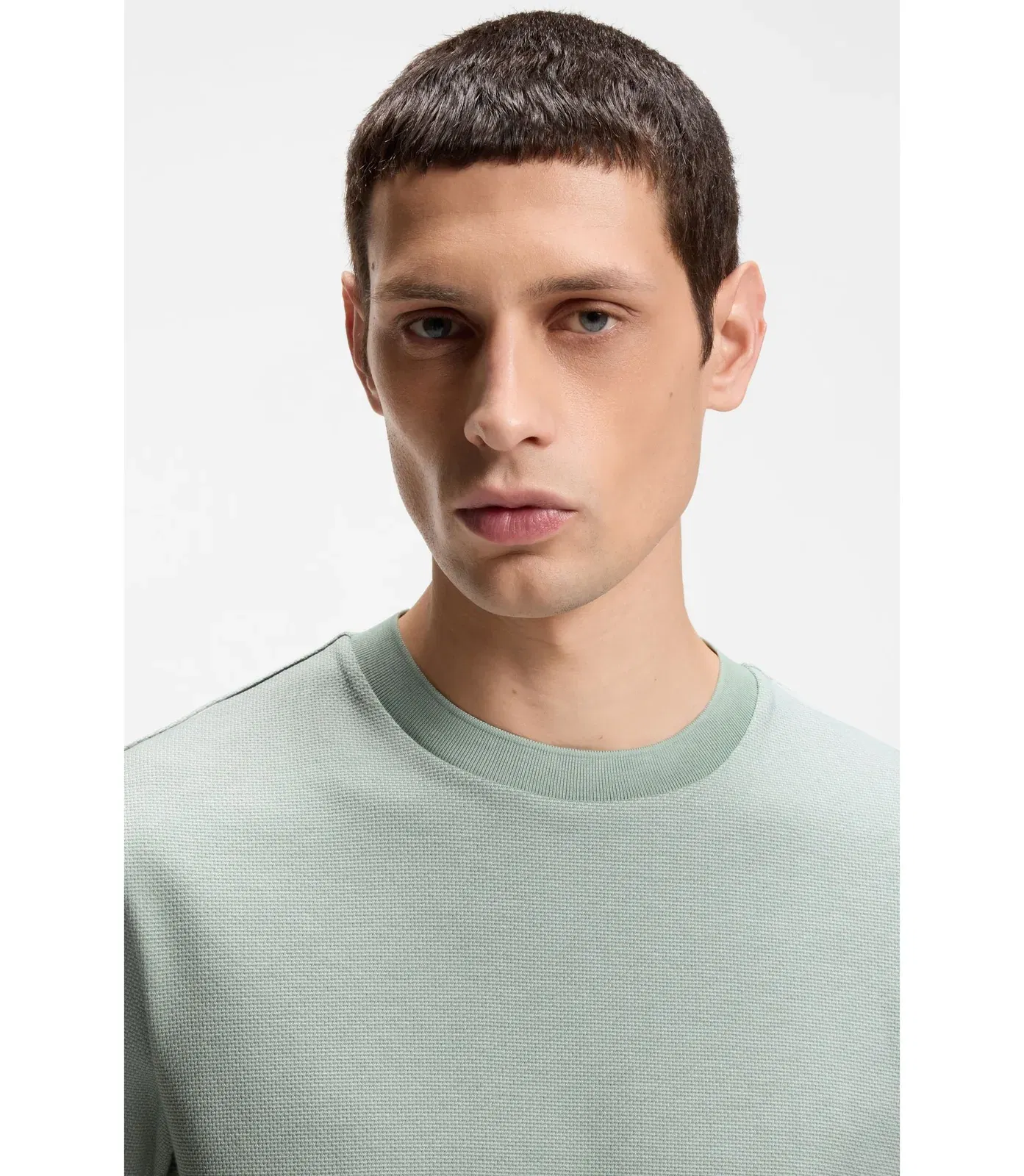 Boss Bubble Structure T-Shirt In Cotton Light Green