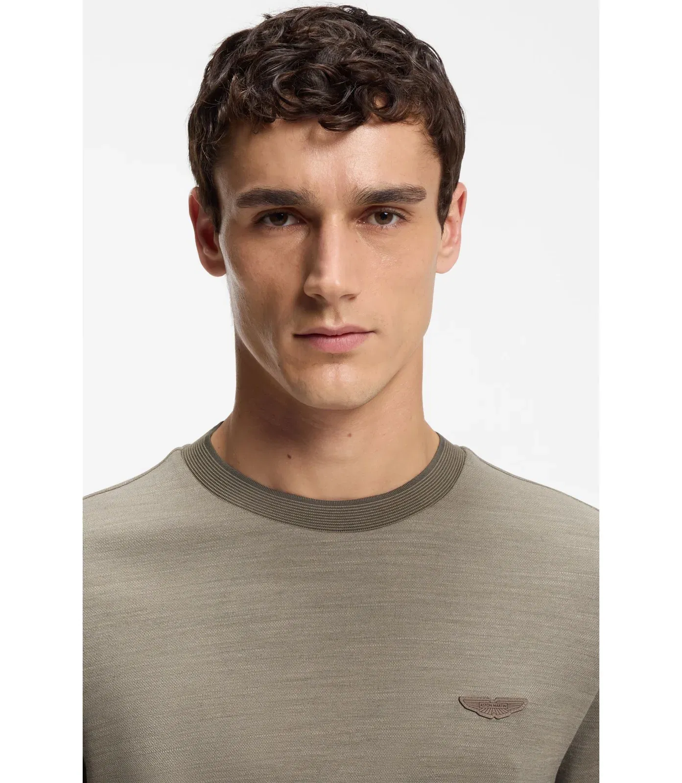 Boss X Aston Martin T Shirt In Wool Cotton Jacquard Light Grey
