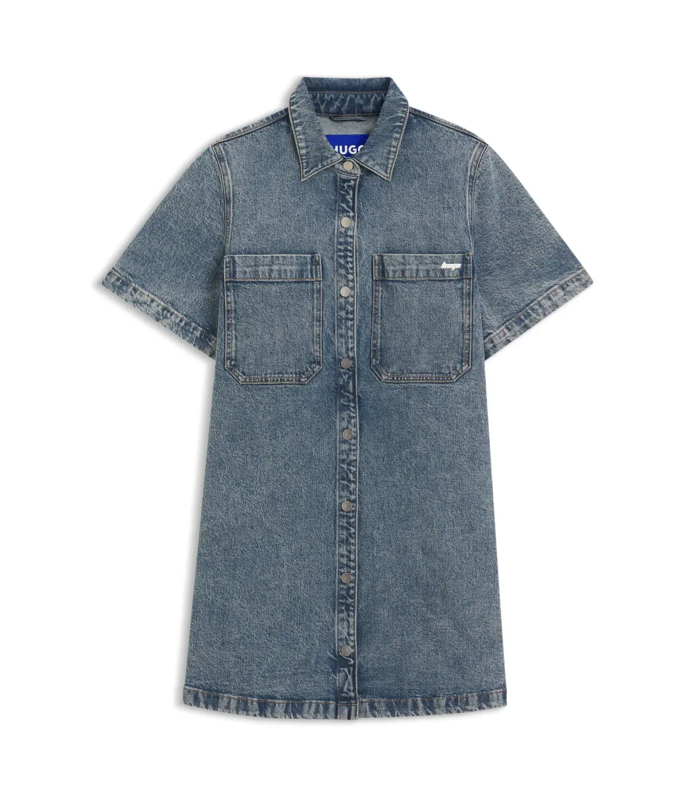 Hugo A Line Dress In Comfort Stretch Denim Blue Women's