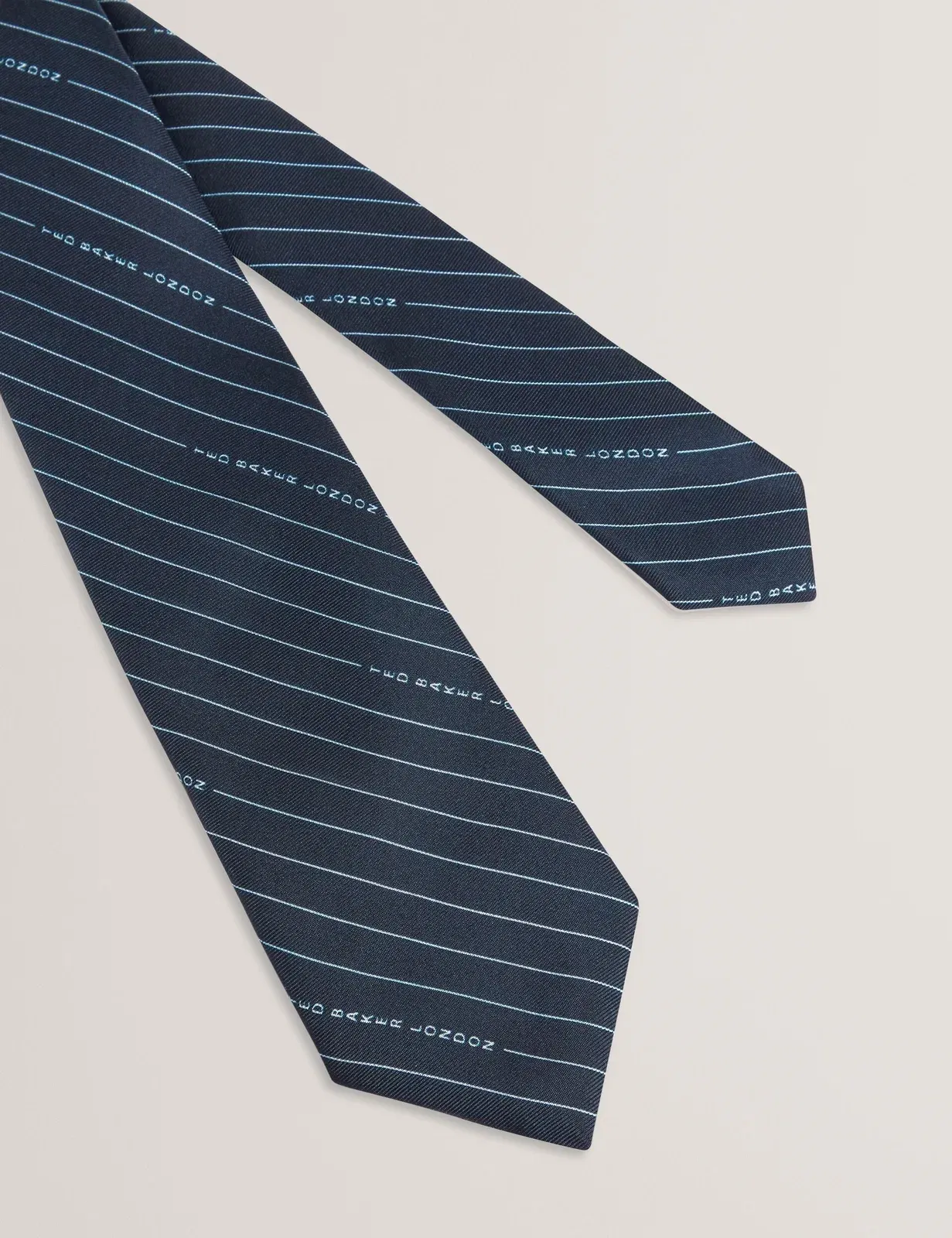 Ted Baker Octavio Logo Pinstripe Woven Silk Tie