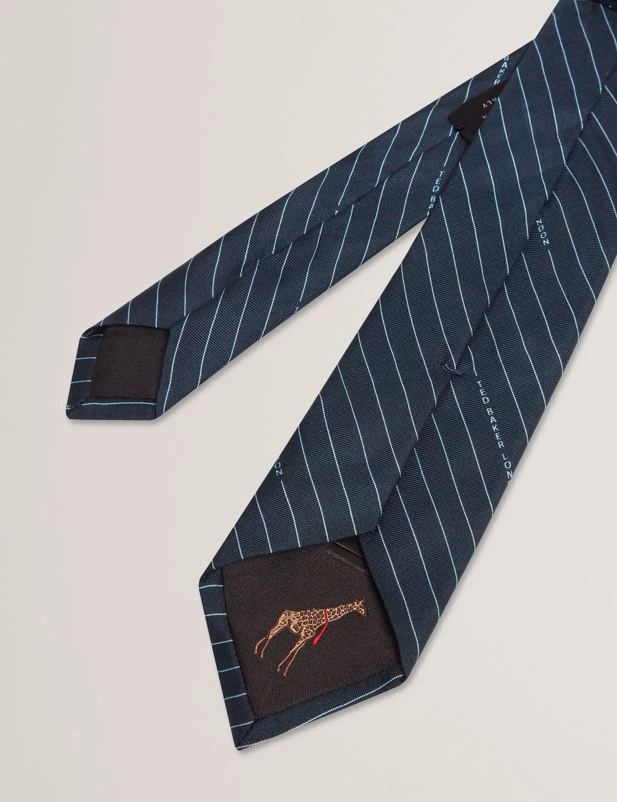 Ted Baker Octavio Logo Pinstripe Woven Silk Tie