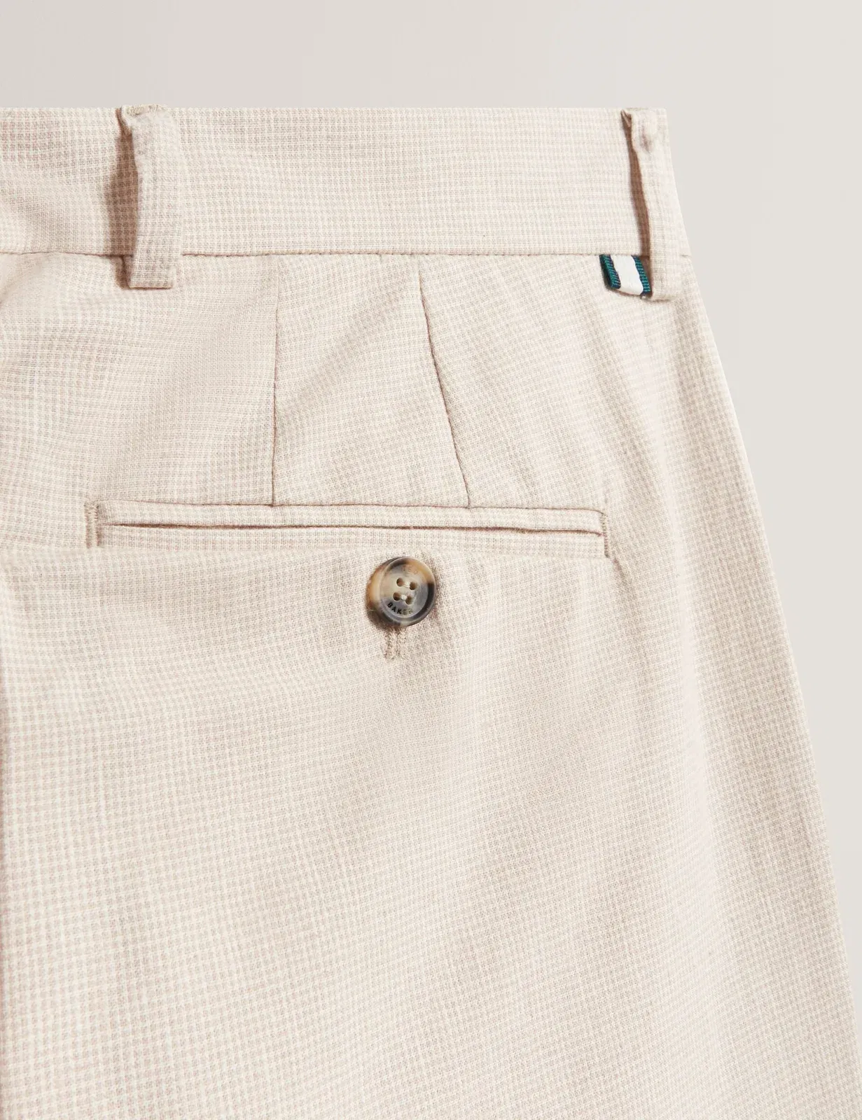 Ted Baker Mobedo Houndstooth Cotton Linen Tapered Trousers
