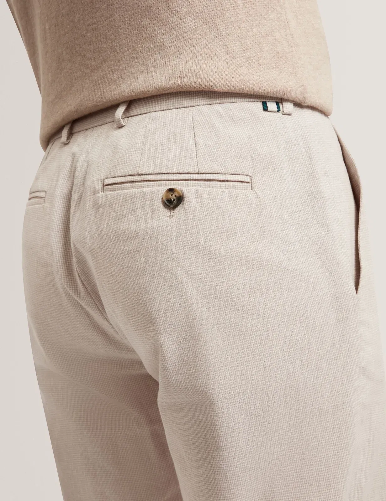 Ted Baker Mobedo Houndstooth Cotton Linen Tapered Trousers